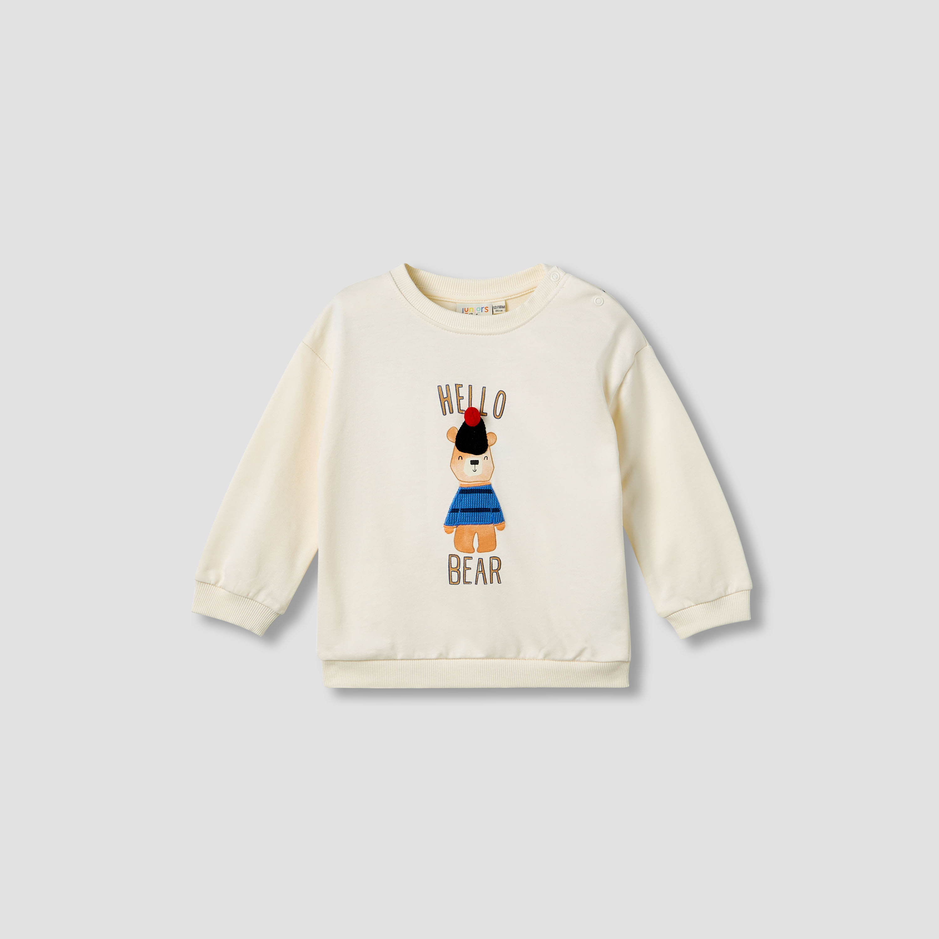 Juniors Boys Sweatshirt and Pants Set with Bear Applique - Cotton - Long Sleeves - Crew Neck-baby-boys-clothing-winterwear-setsandcoords-image-3