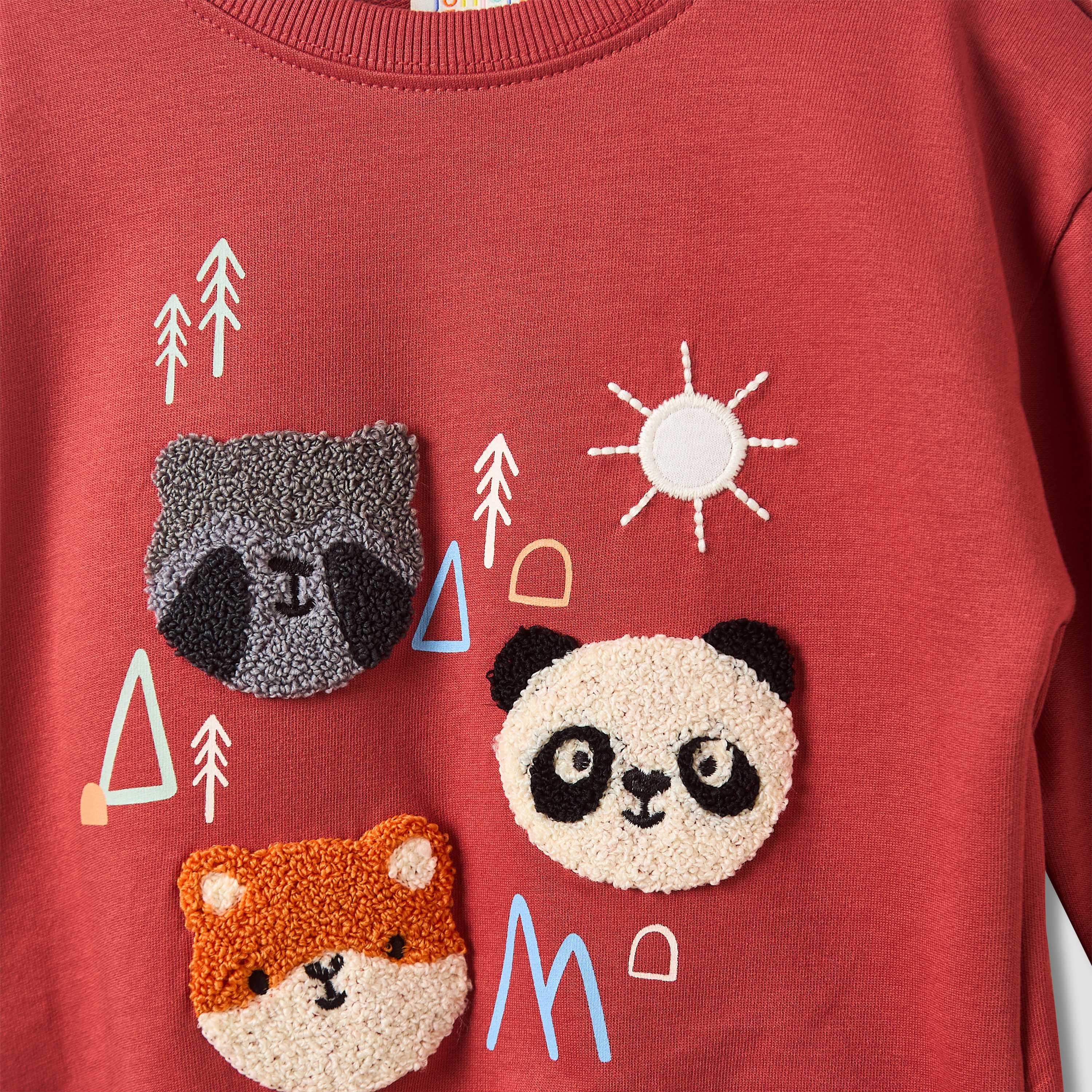 Juniors Boys Sweatshirt and Joggers Set with Animal Applique - Cotton - Long Sleeves - Crew Neck-baby-boys-clothing-winterwear-setsandcoords-image-4