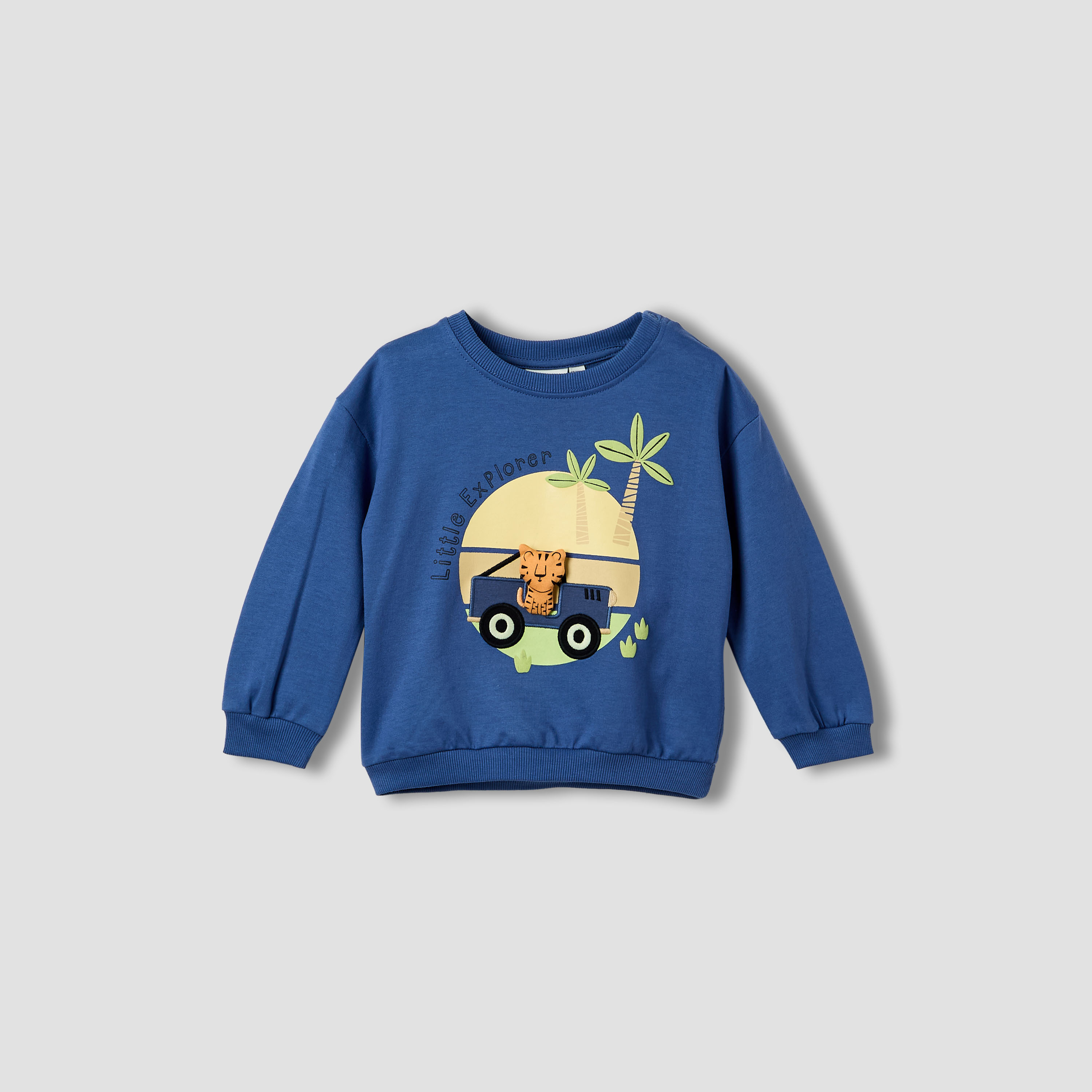 Juniors Boys Sweatshirt and Joggers Set with Animal Applique - Cotton - Long Sleeves - Crew Neck-baby-boys-clothing-setsandcoords-image-3