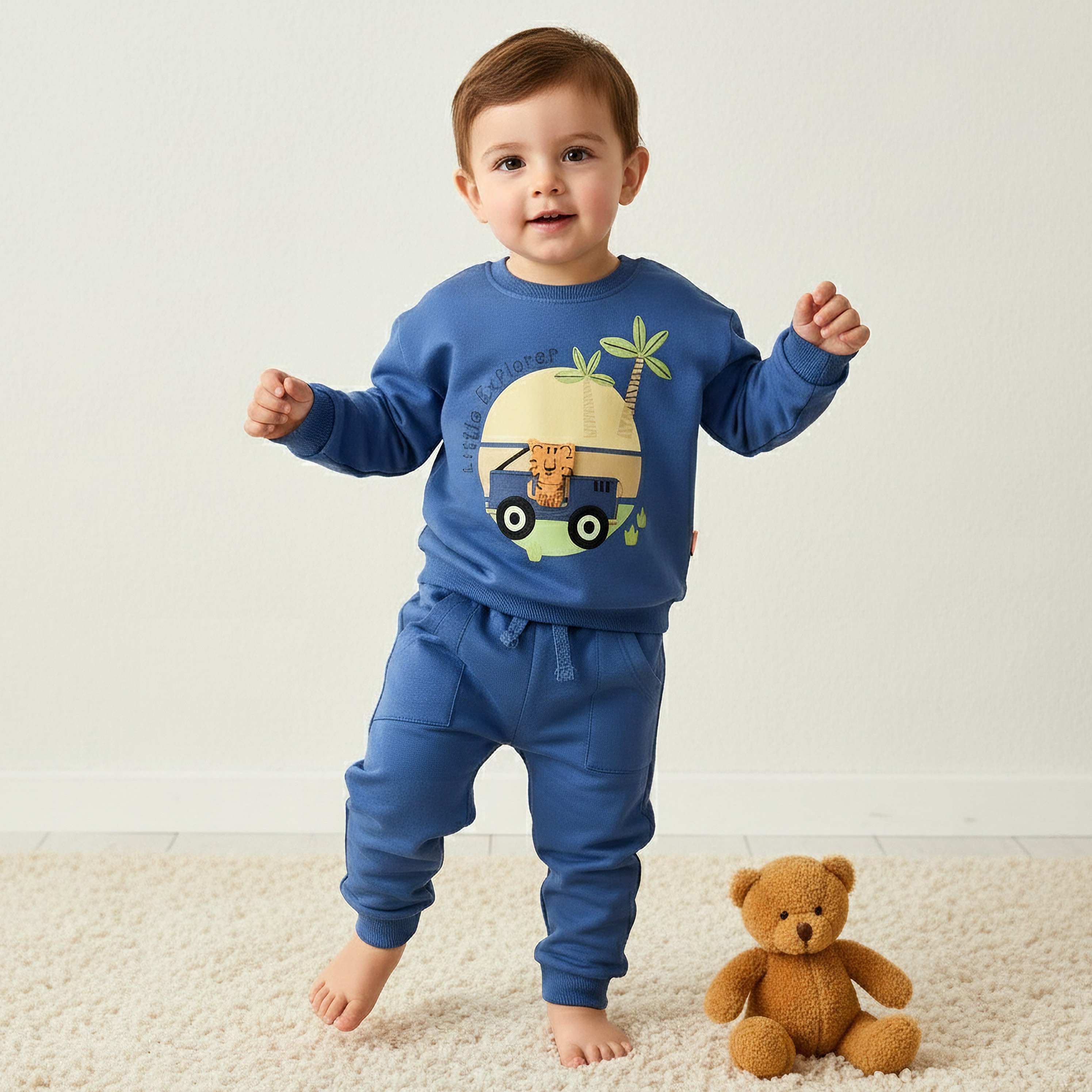Juniors Boys Sweatshirt and Joggers Set with Animal Applique - Cotton - Long Sleeves - Crew Neck-baby-boys-clothing-setsandcoords-image-1