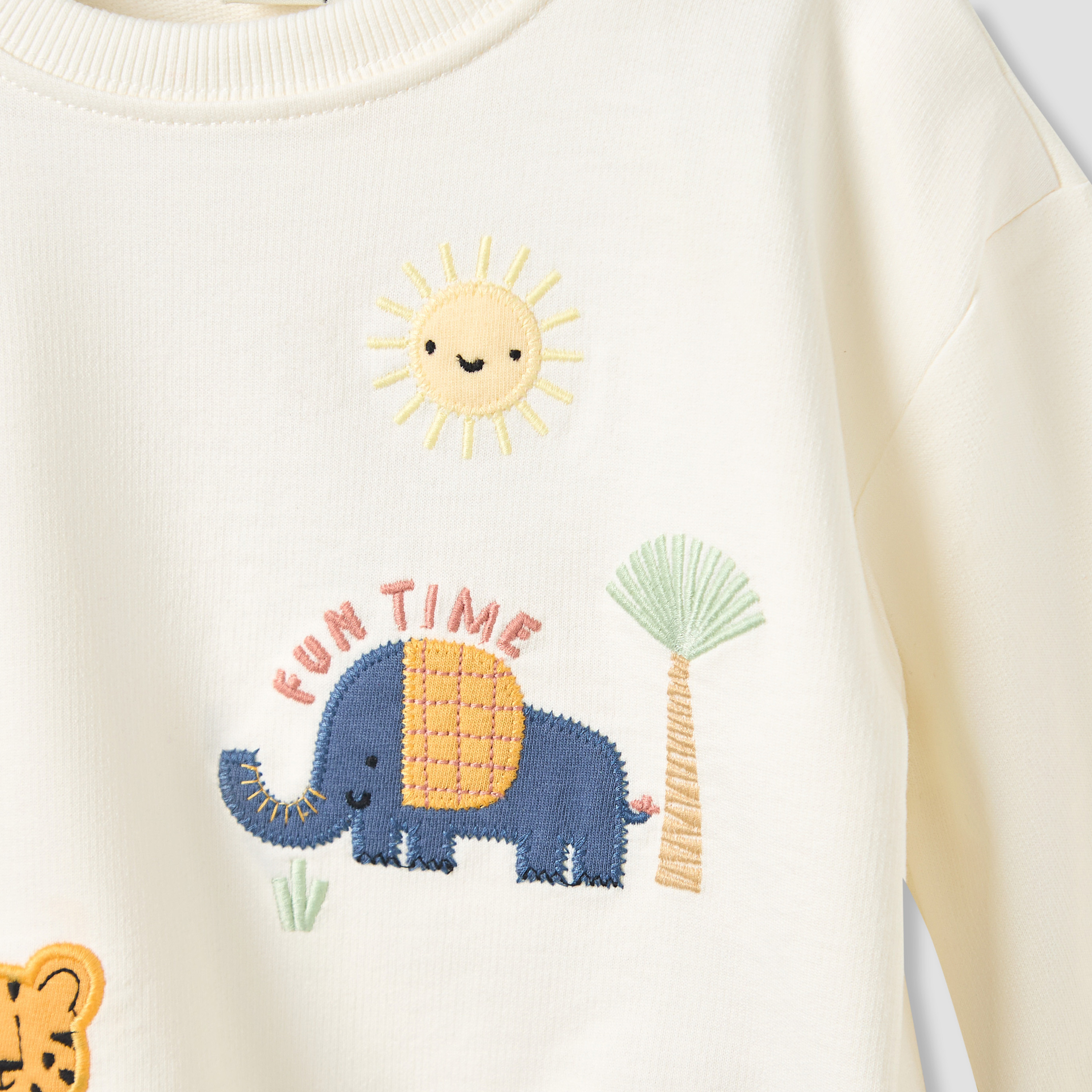Juniors Boys Sweatshirt and Joggers Set with Animal Embroidery - Cotton - Long Sleeves - Crew Neck-baby-boys-clothing-setsandcoords-image-4