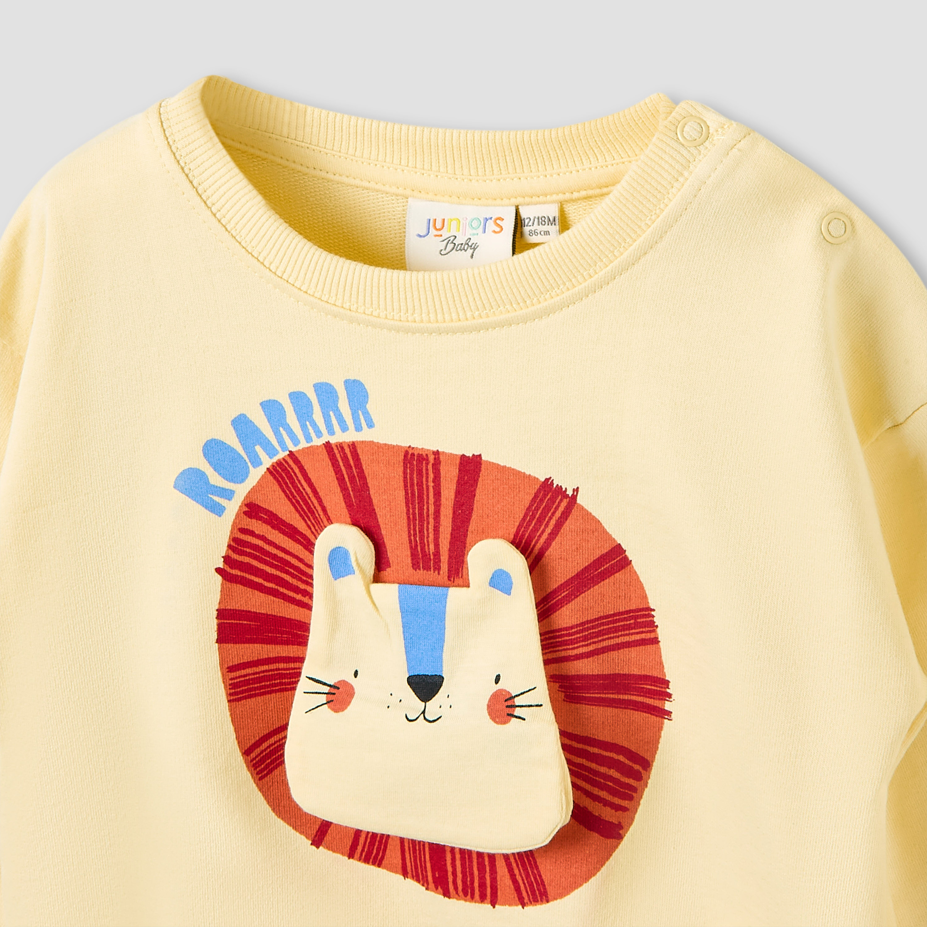Juniors Boys Sweatshirt and Cargo Joggers Set with Lion Applique - Cotton - Long Sleeves - Crew Neck-baby-boys-clothing-winterwear-setsandcoords-image-4
