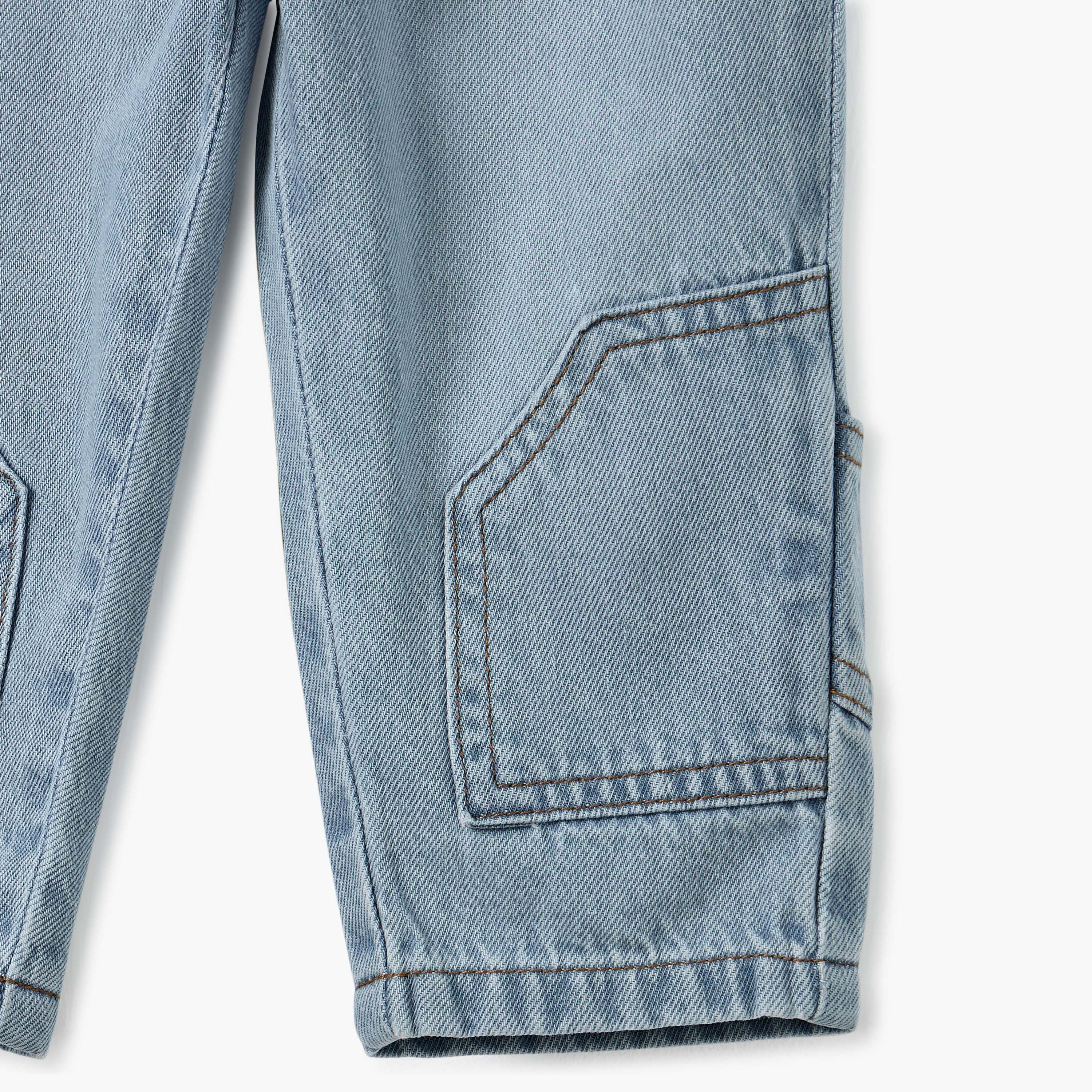 Juniors Solid Jeans with Drawstring Closure and Pockets-baby-boys-clothing-bottoms-jeans-image-4