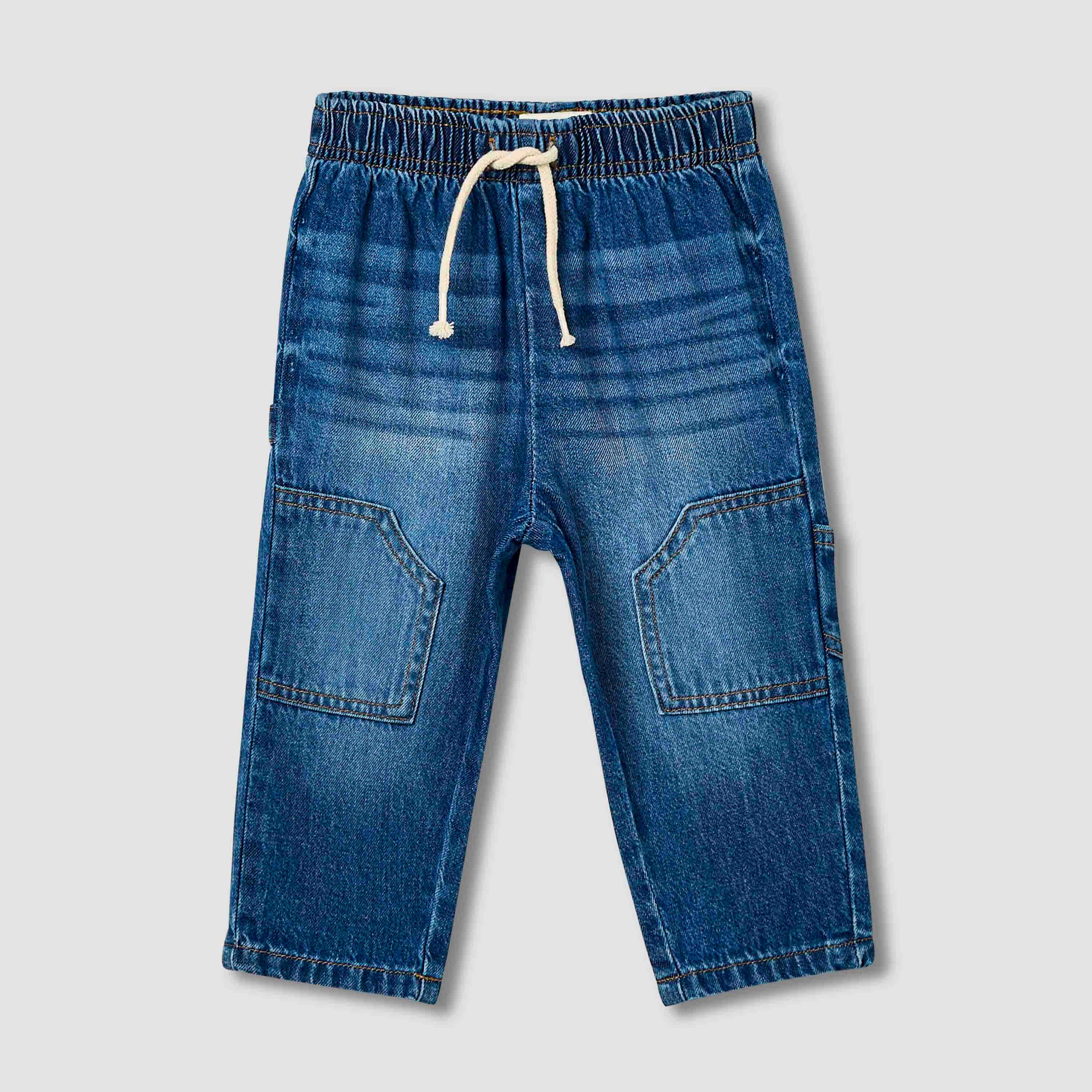بنطلون جينز سادة برباط إغلاق وجيوب من جونيورز-baby-boys-clothing-bottoms-jeans-image-5