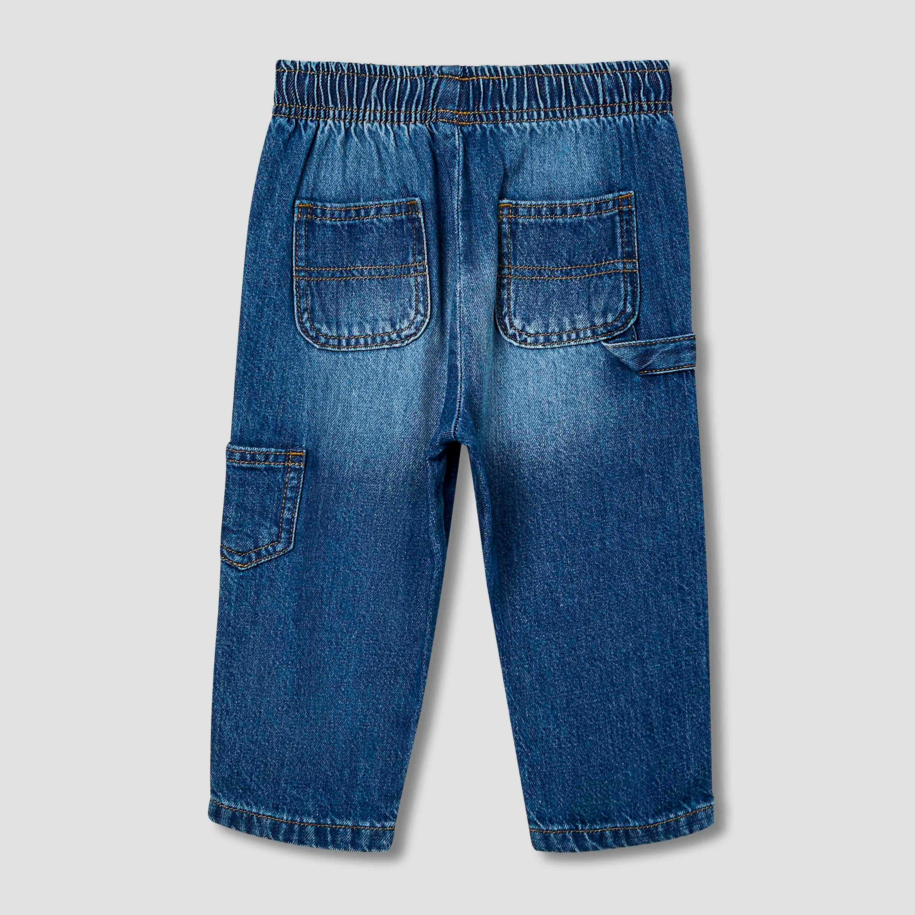 بنطلون جينز سادة برباط إغلاق وجيوب من جونيورز-baby-boys-clothing-bottoms-jeans-image-4