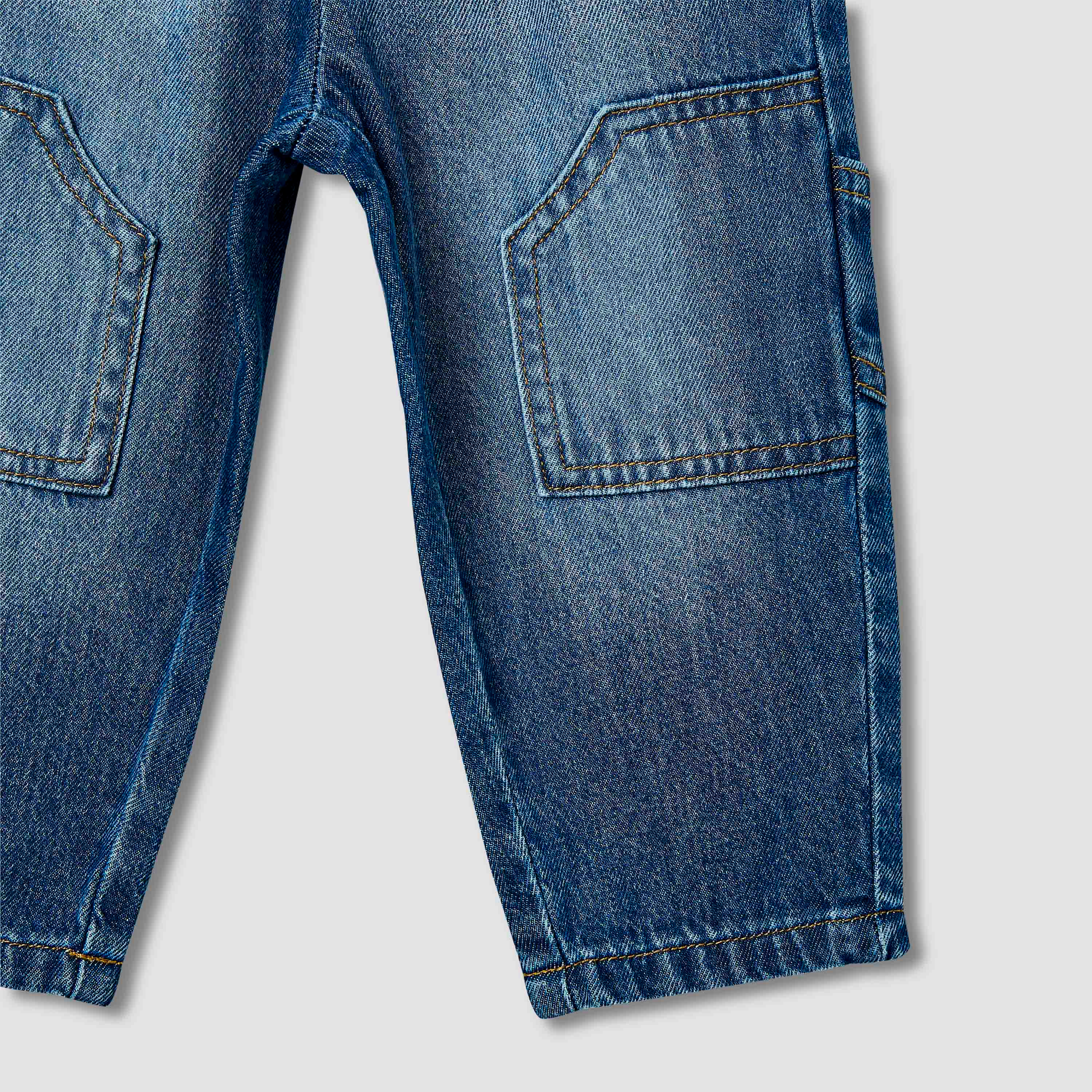 بنطلون جينز سادة برباط إغلاق وجيوب من جونيورز-baby-boys-clothing-bottoms-jeans-image-2