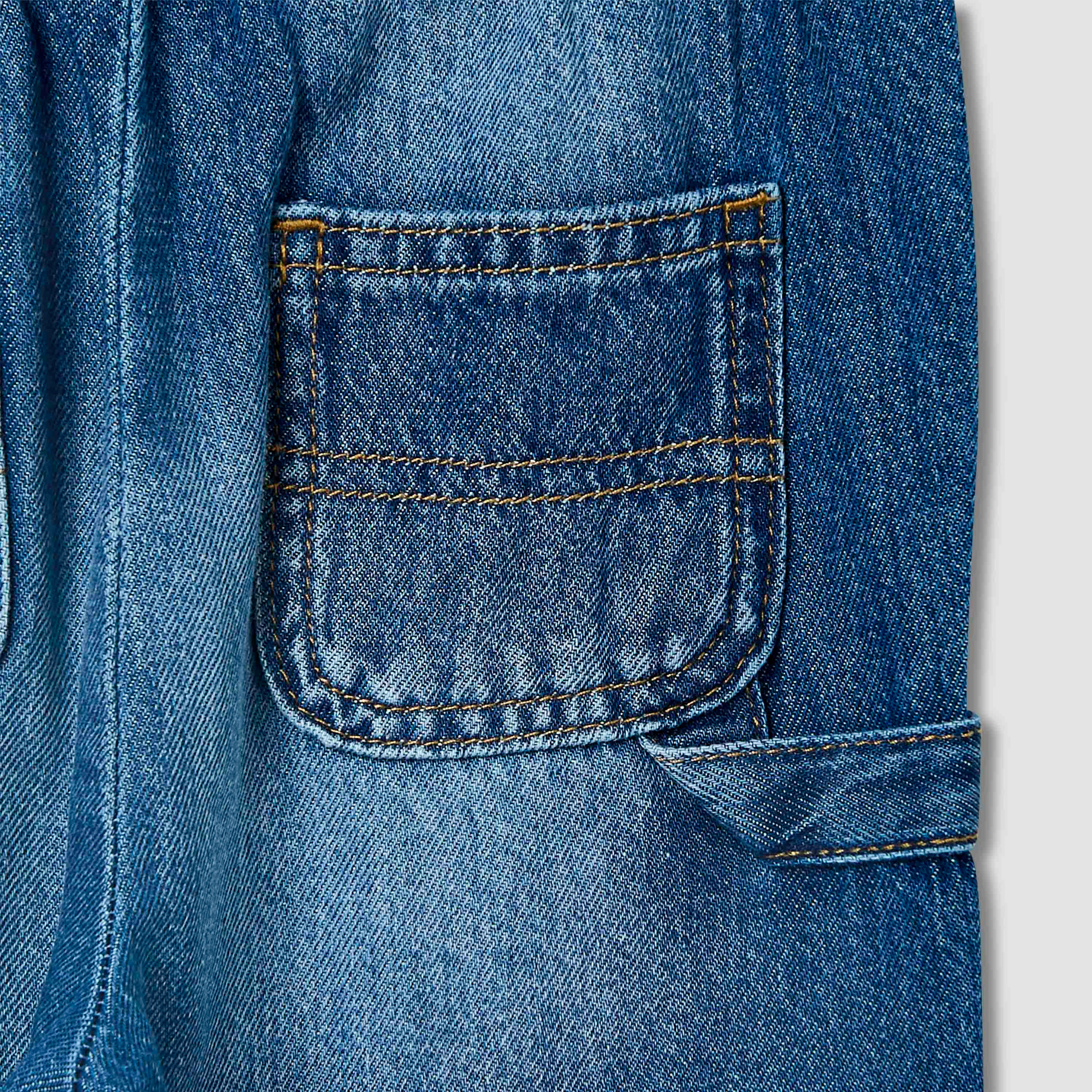 بنطلون جينز سادة برباط إغلاق وجيوب من جونيورز-baby-boys-clothing-bottoms-jeans-image-1