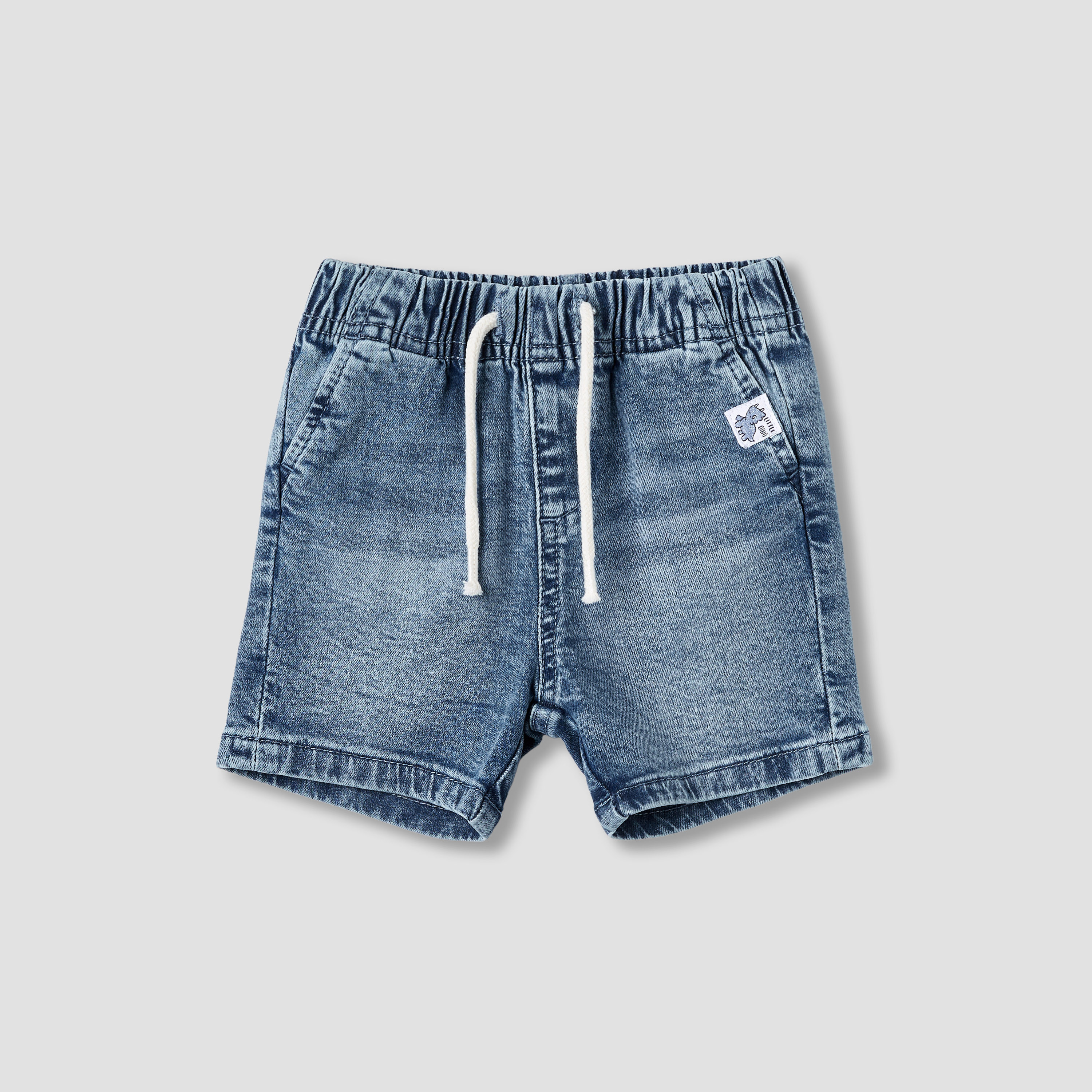 شورت دنيم سادة برباط إغلاق من جونيورز-baby-boys-clothing-bottoms-shorts-image-1
