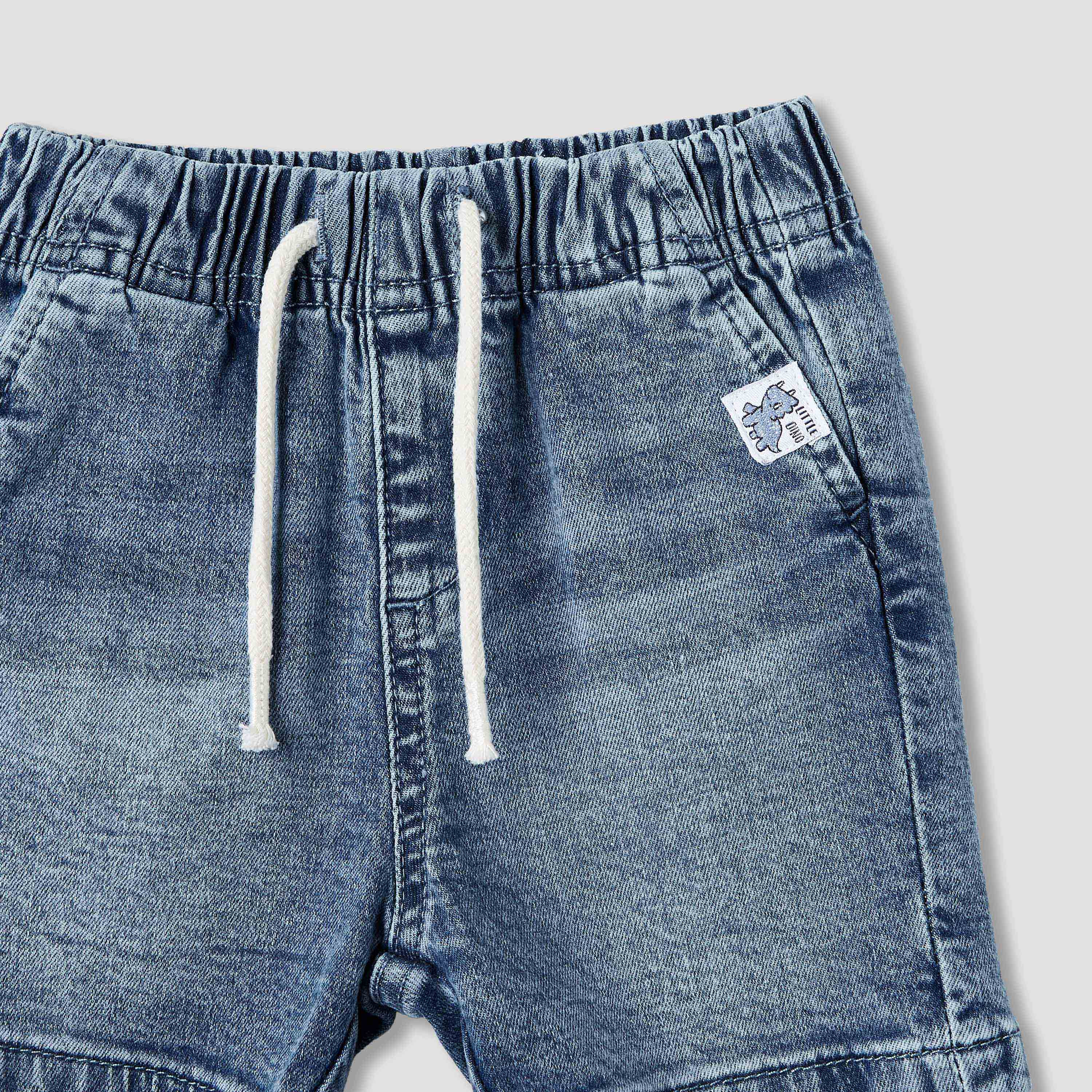 شورت دنيم سادة برباط إغلاق من جونيورز-baby-boys-clothing-bottoms-shorts-image-3