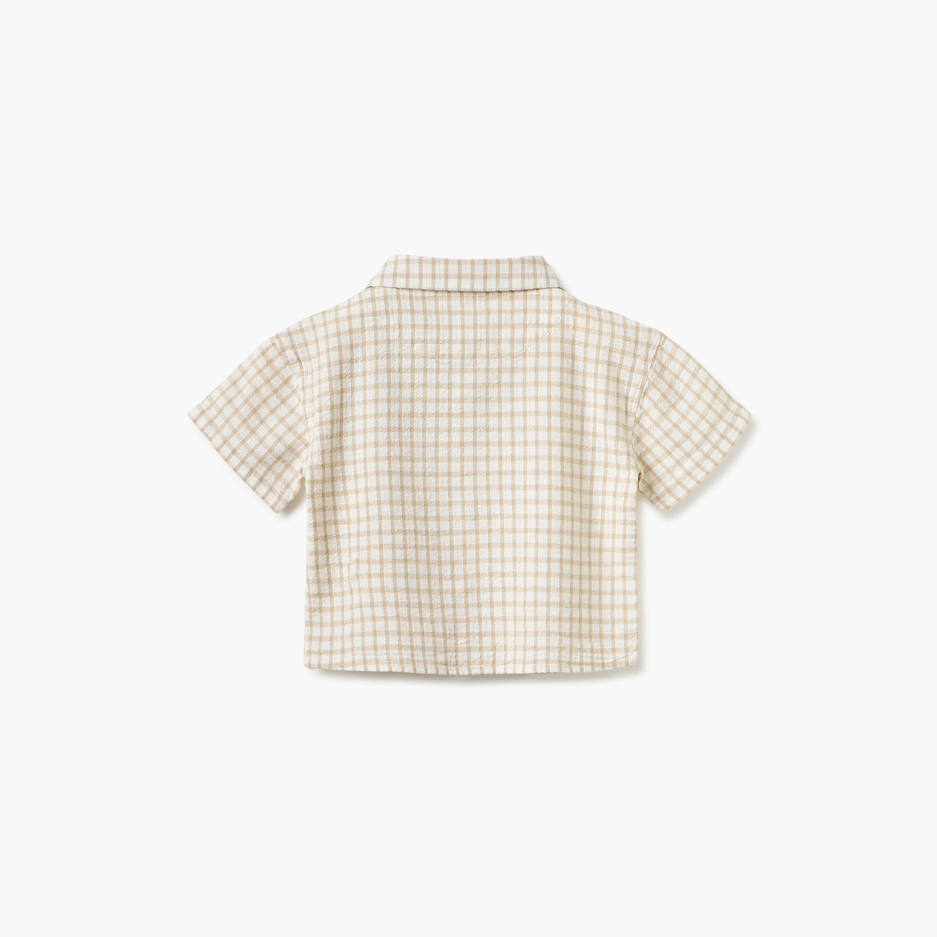 Giggles Checked Collared Shirt with Short Sleeves-baby-boys-clothing-shirts-image-2