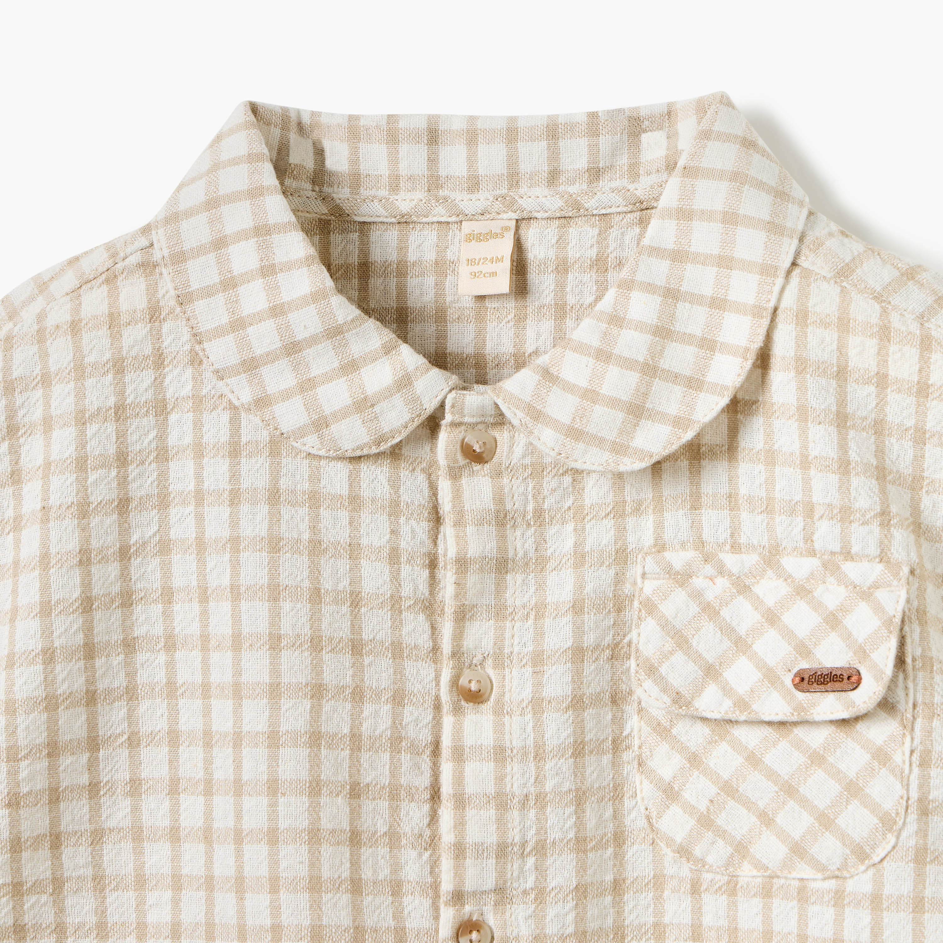 Giggles Checked Collared Shirt with Short Sleeves-baby-boys-clothing-shirts-image-3