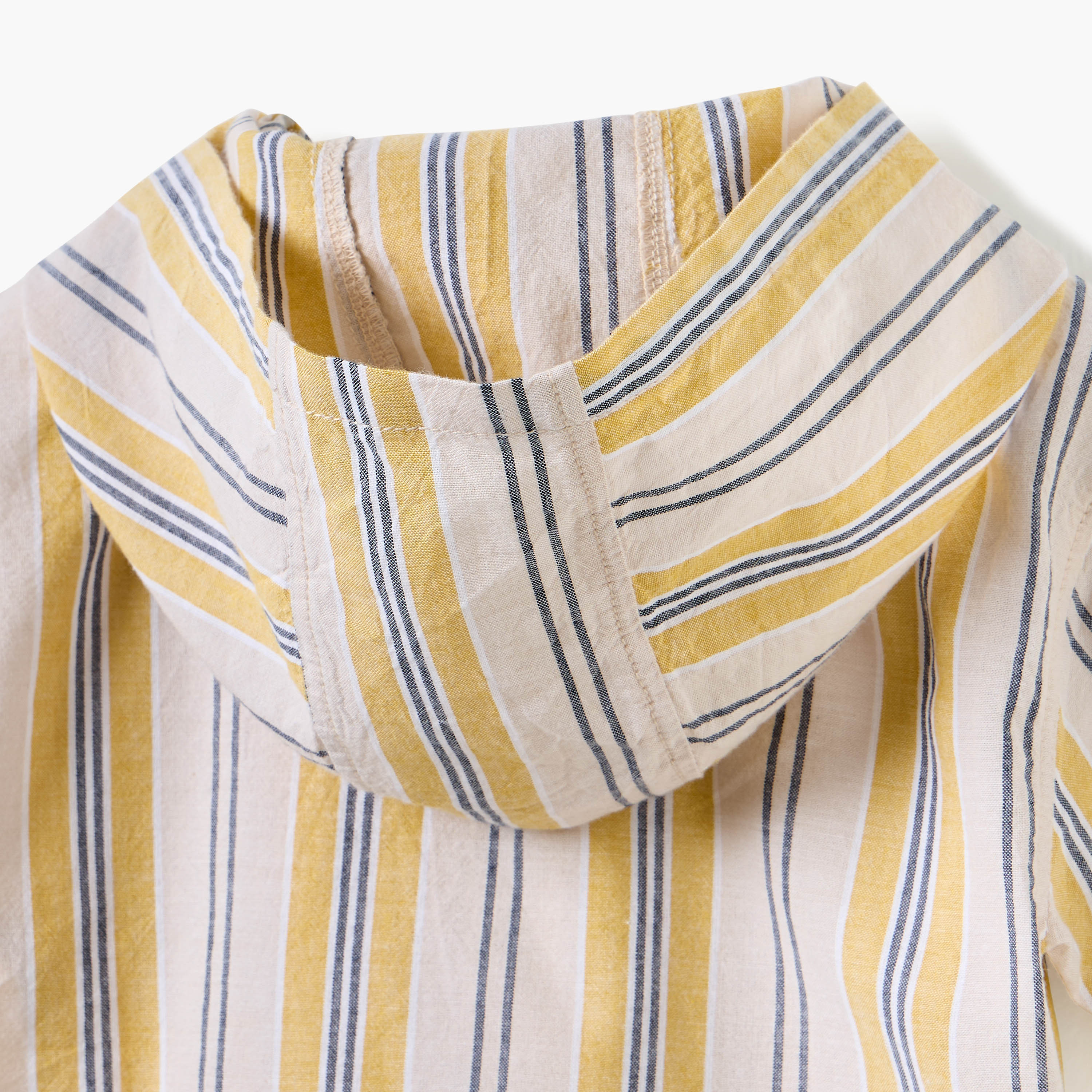 Giggles Striped Shirt with Hood and Short Sleeves-baby-boys-clothing-shirts-image-5