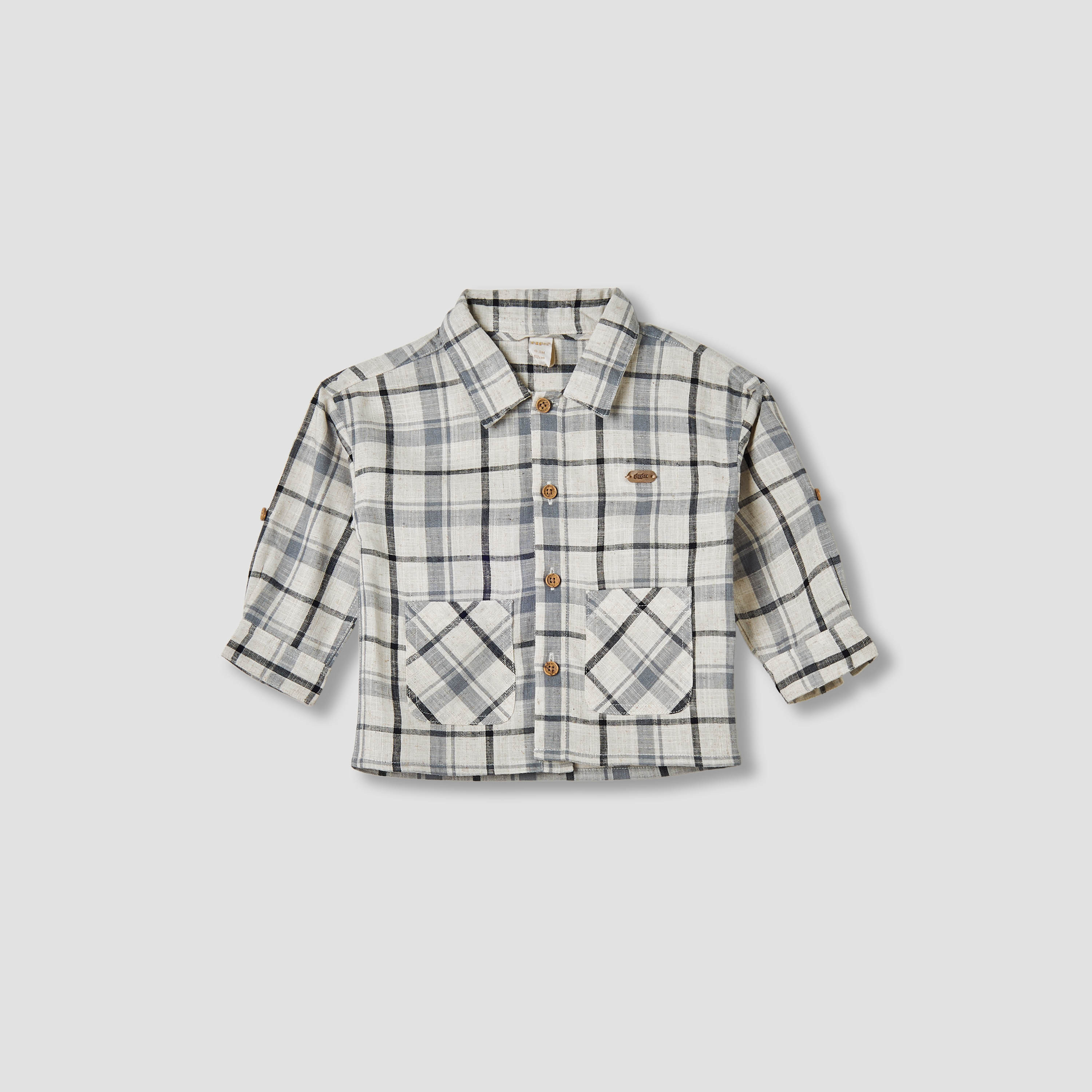 Giggles Checked Collared Shirt with Pocket-baby-boys-clothing-tshirtsandpolos-image-1
