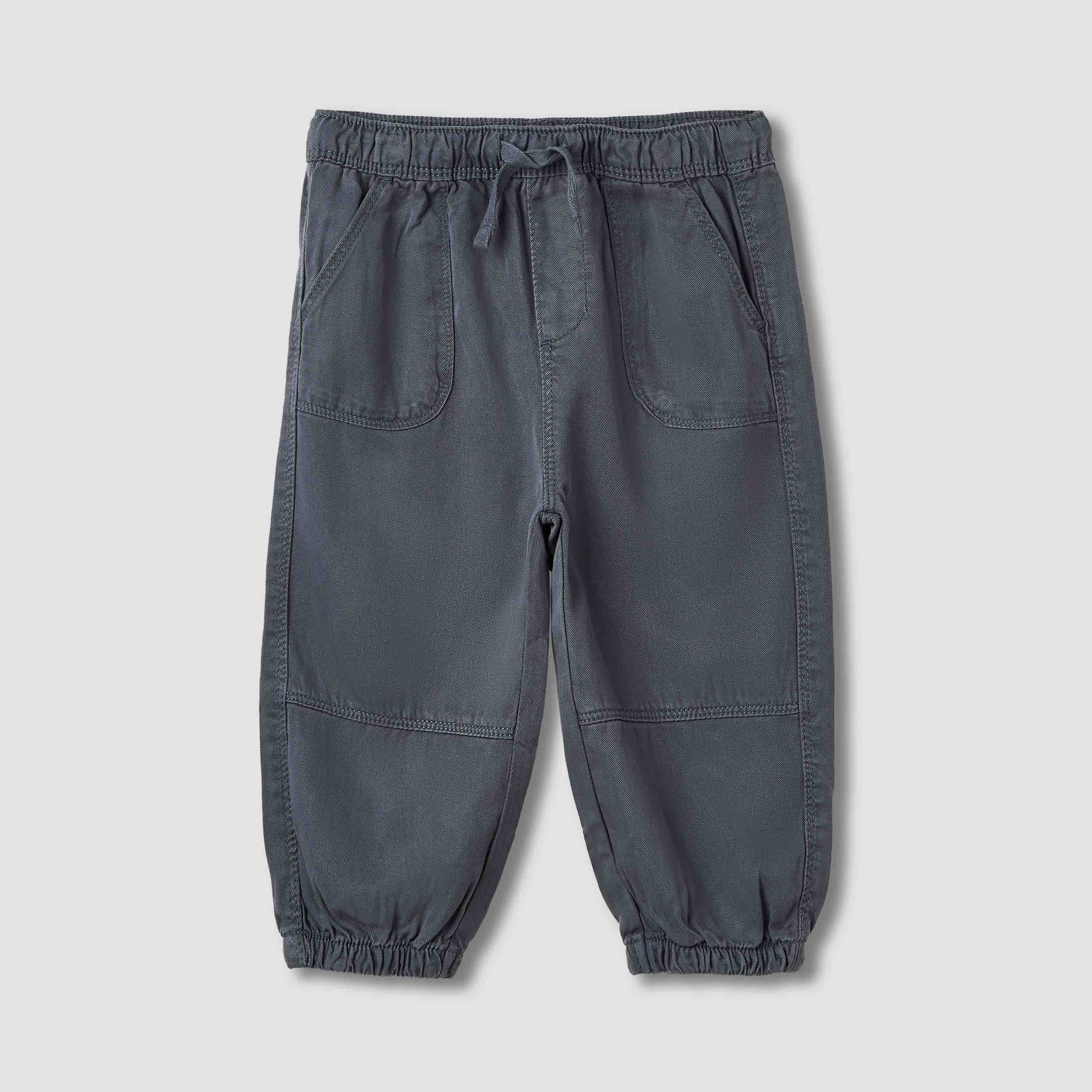 Giggles Solid Cargo Joggers with Pockets-baby-boys-clothing-bottoms-joggersandtrackpants-image-1