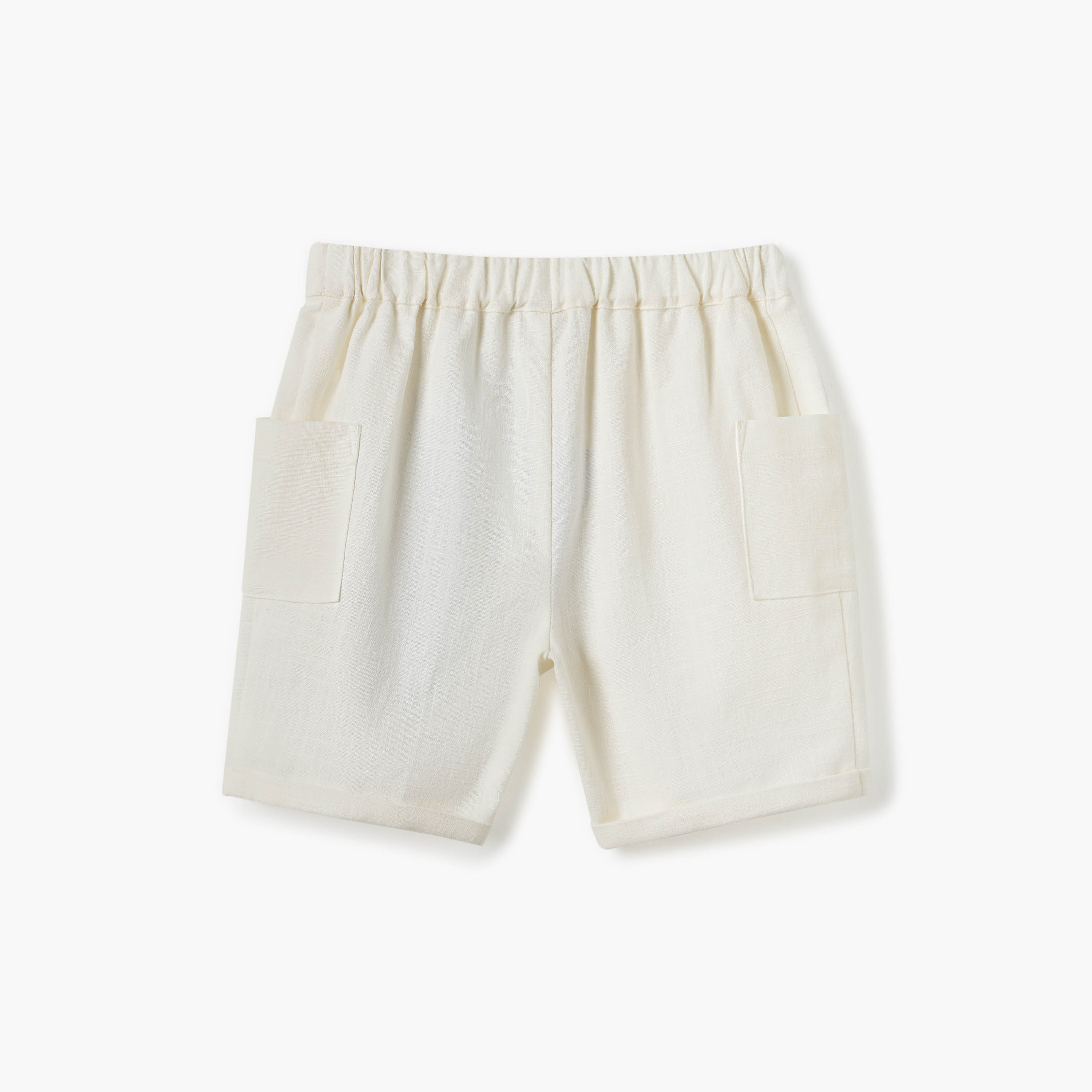 Giggles Solid Shorts with Elasticated Waistband and Pockets-baby-boys-clothing-bottoms-shorts-image-2