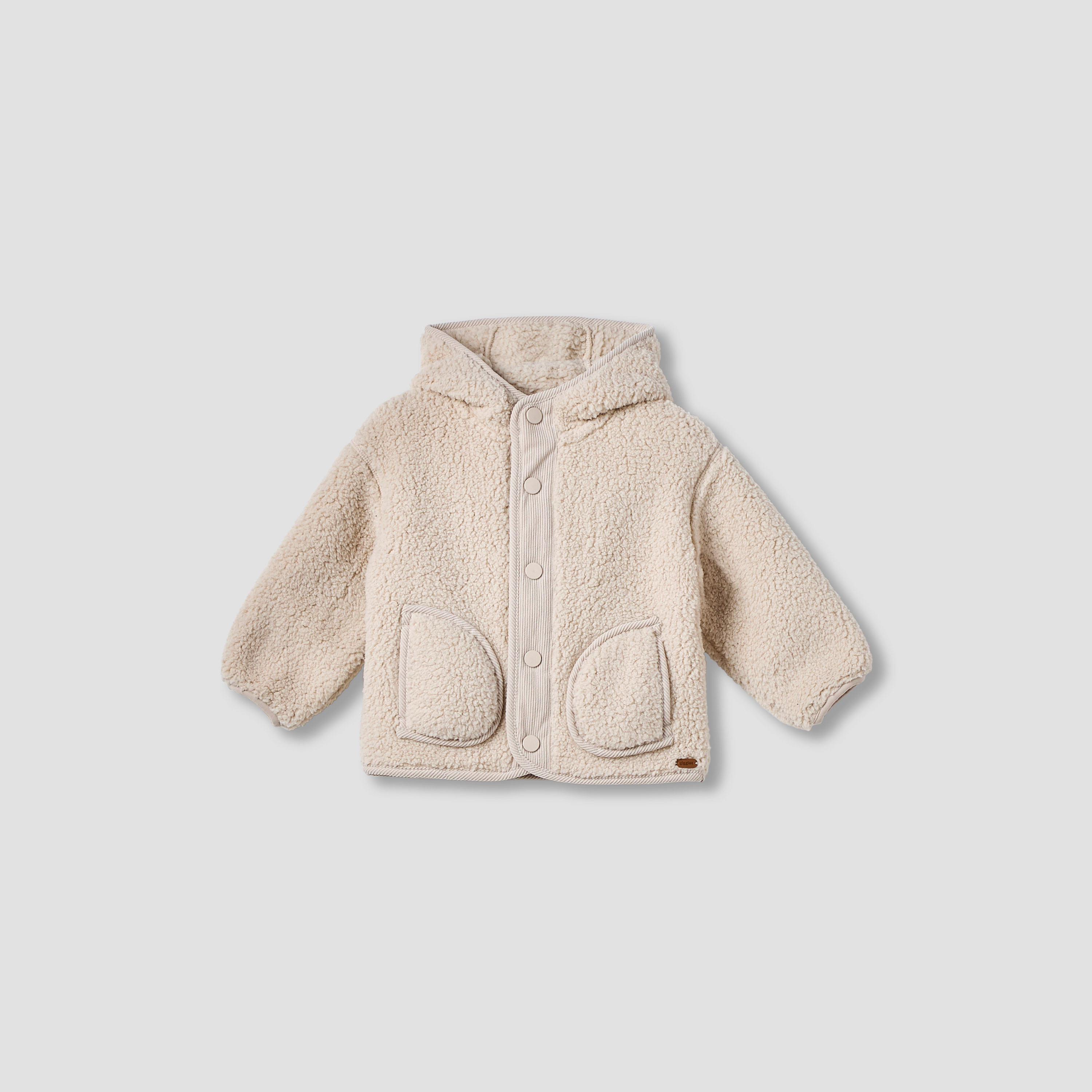 Giggles Textured Button Through Hooded Jacket with Long Sleeves-baby-boys-clothing-jacketsandblazers-image-1