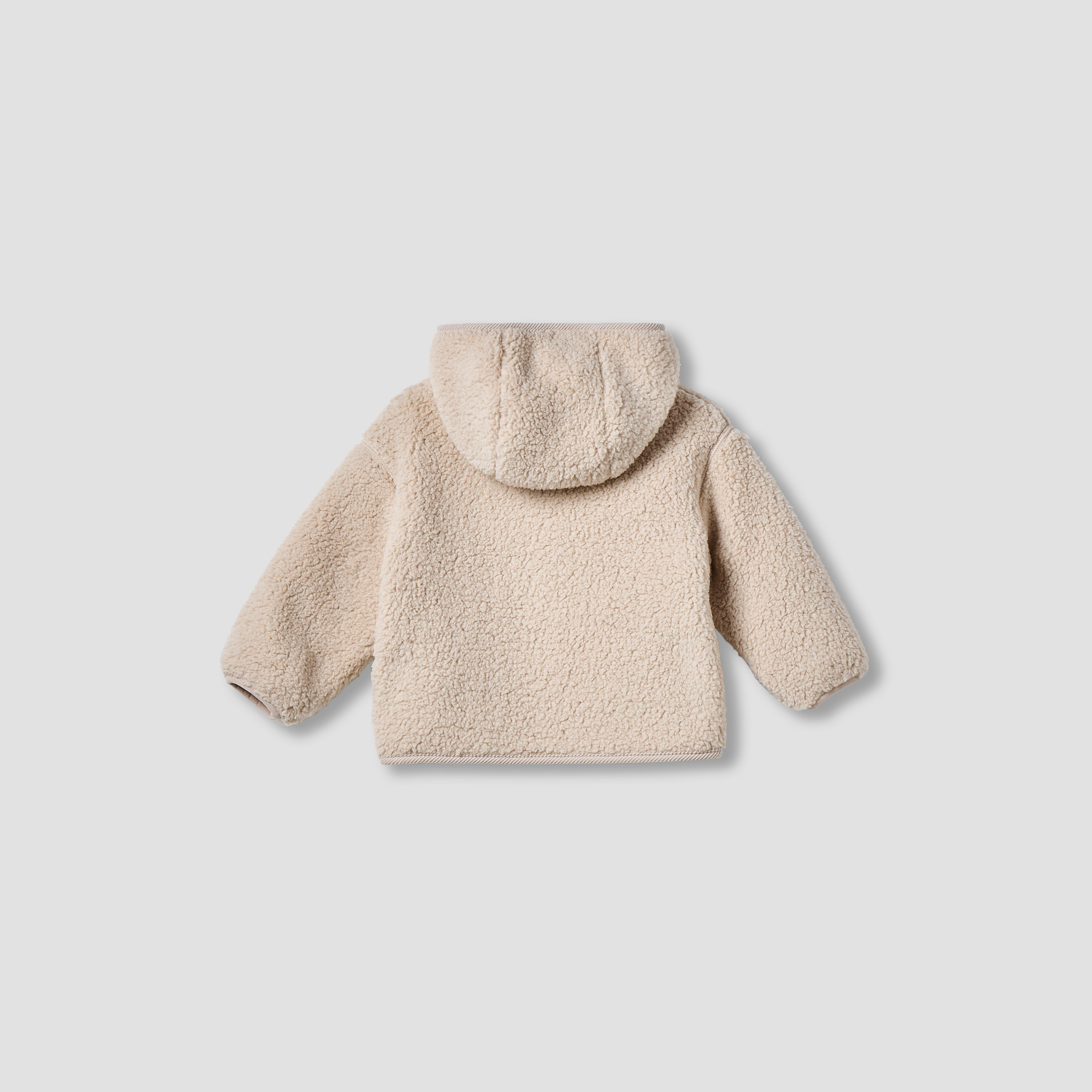 Giggles Textured Button Through Hooded Jacket with Long Sleeves-baby-boys-clothing-jacketsandblazers-image-2