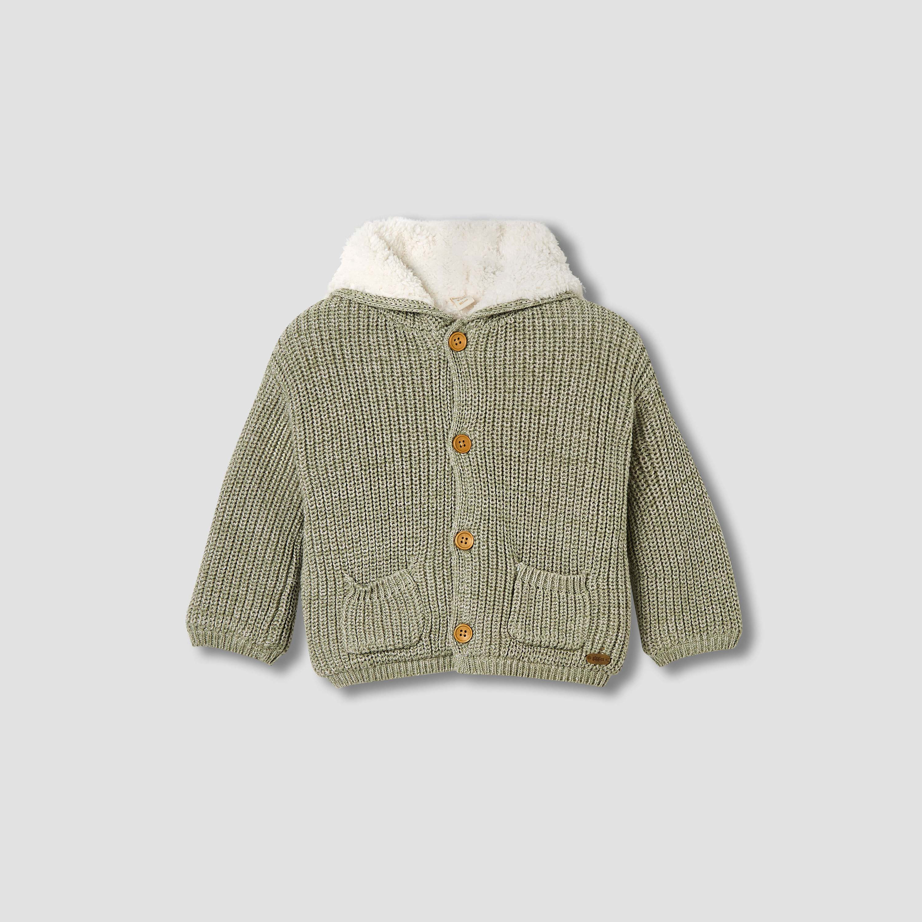 كارديجان محبوك بارز الملمس بقبعة وأكمام طويلة من جيجلز-baby-boys-clothing-winterwear-jumpersandcardigans-image-1