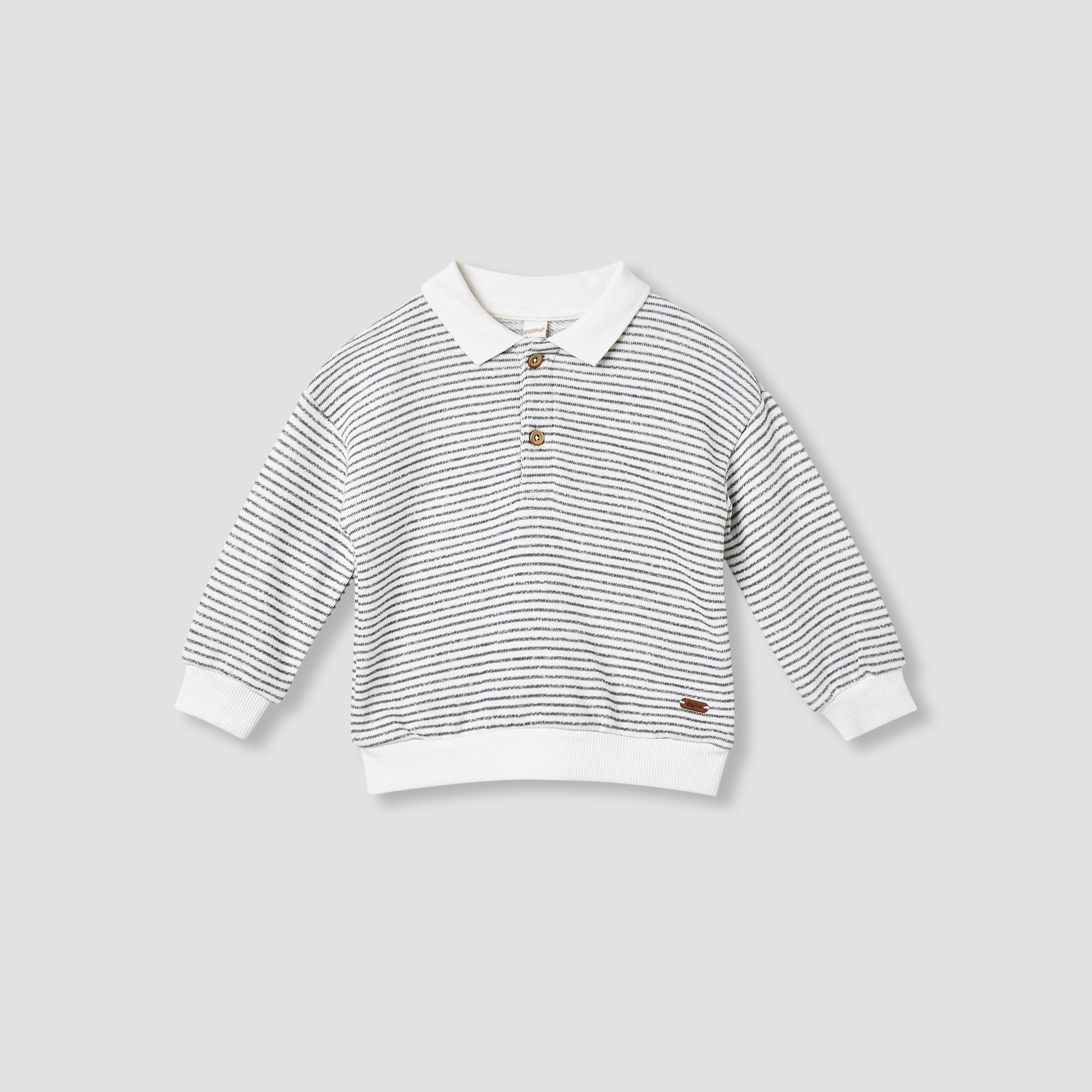 Giggles Striped Collared Sweatshirt with Long Sleeves-baby-boys-clothing-sweatshirts-image-1