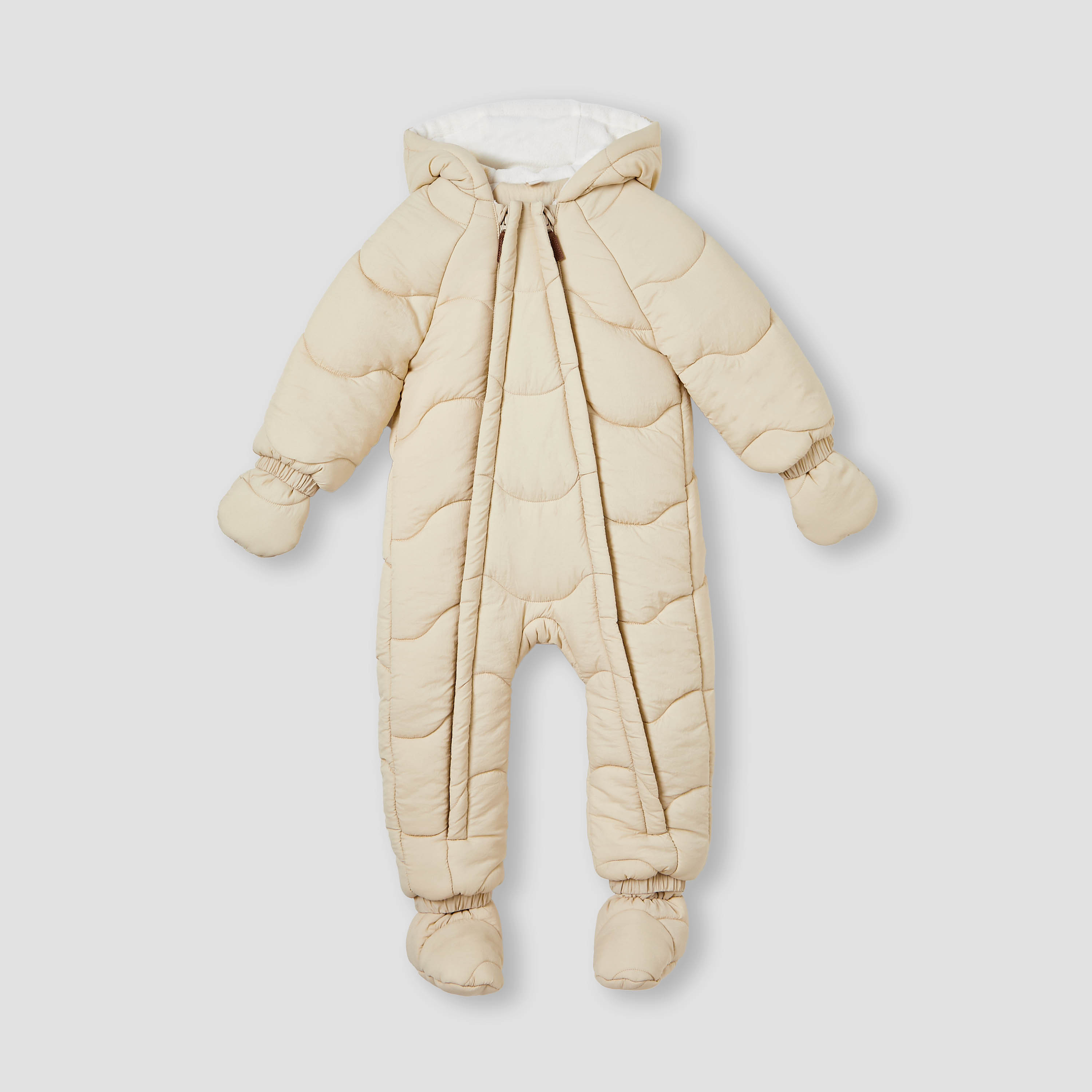 Giggles Quilted Hooded Coverall with Long Sleeves and Zip Closure-baby-boys-clothing-rompers-image-1