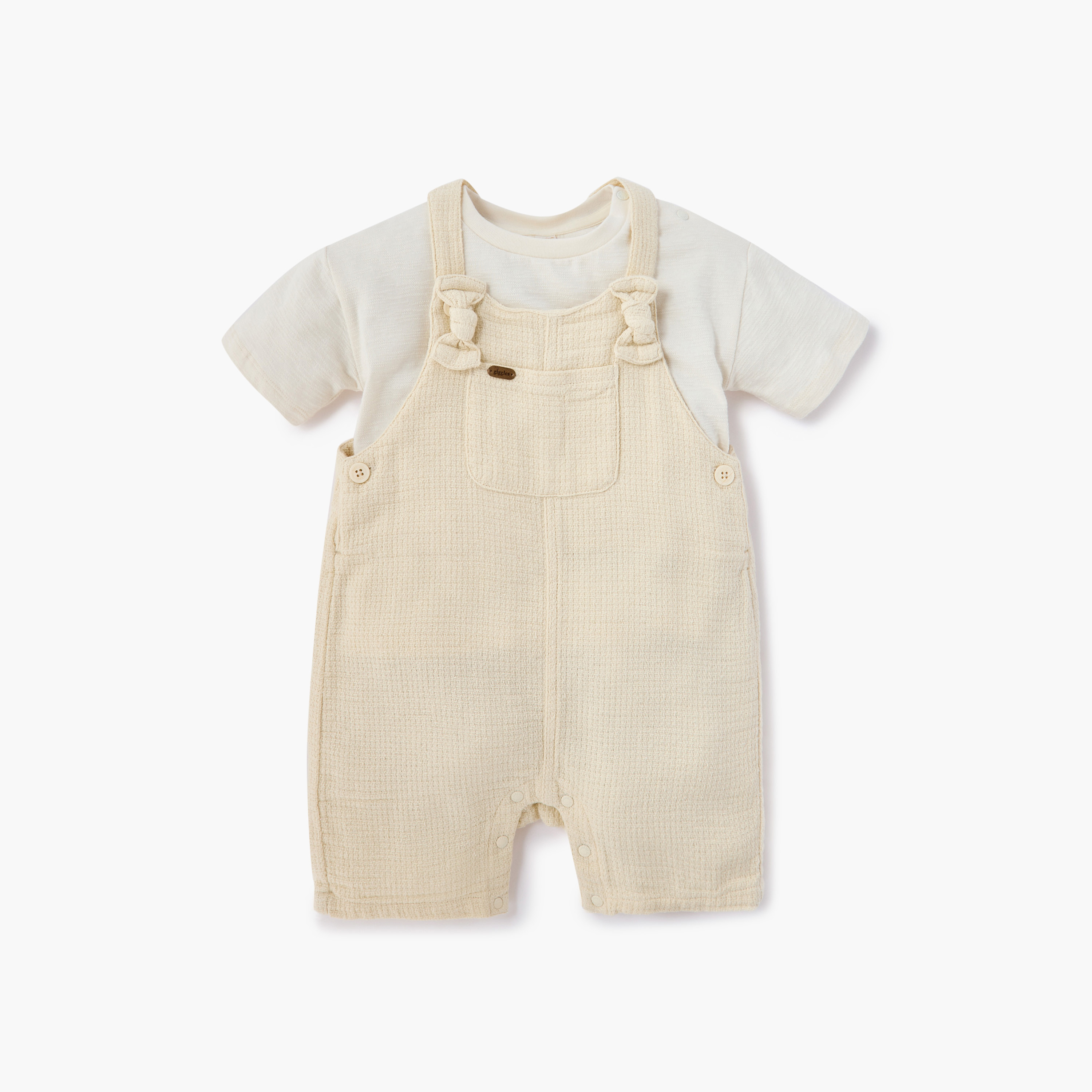Giggles Textured Dungaree and T-shirt Set-baby-boys-clothing-setsandcoords-image-1