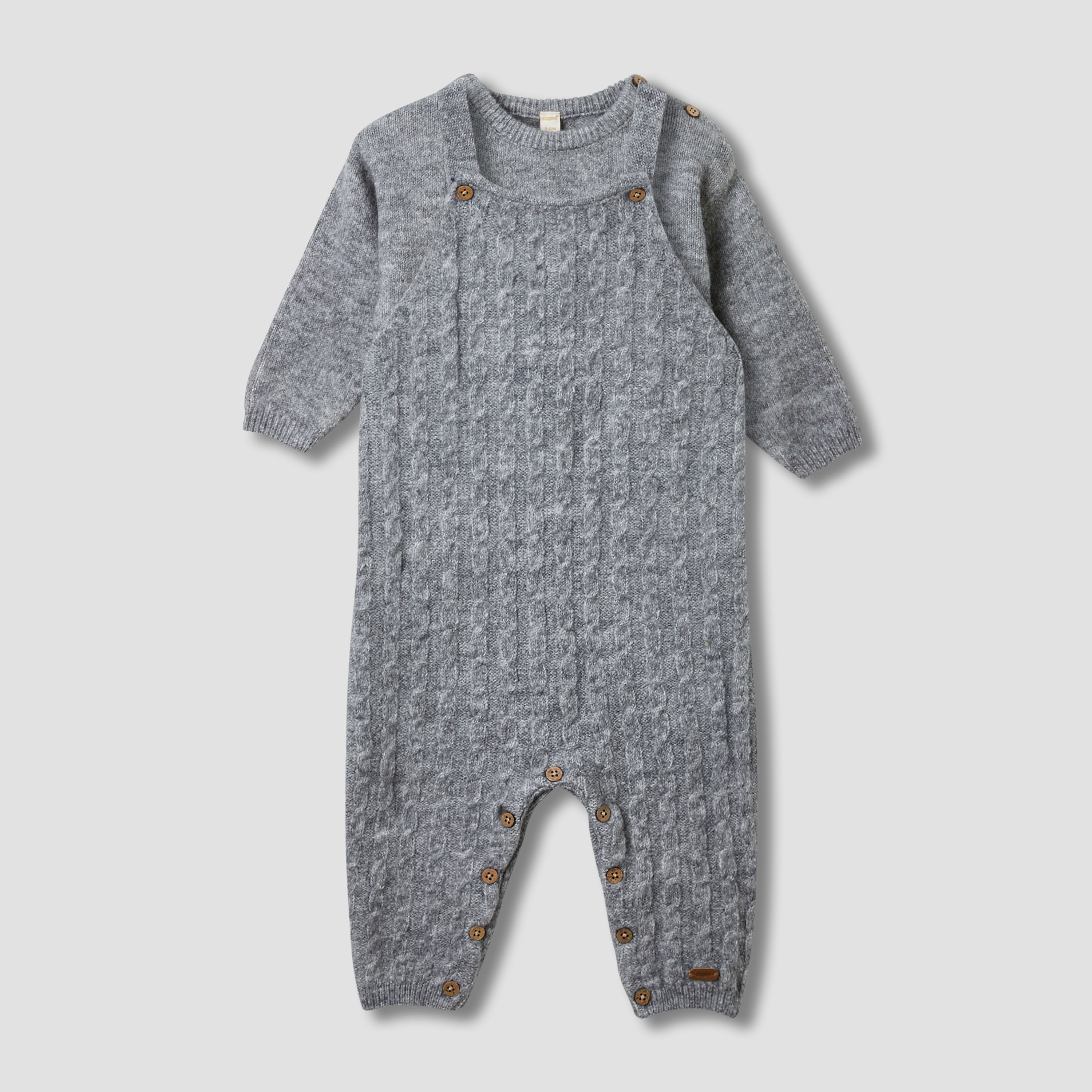 Giggles Boys Sweater and Dungaree Set with Knit Texture - Long Sleeves - Crew Neck-baby-boys-clothing-winterwear-setsandcoords-image-1