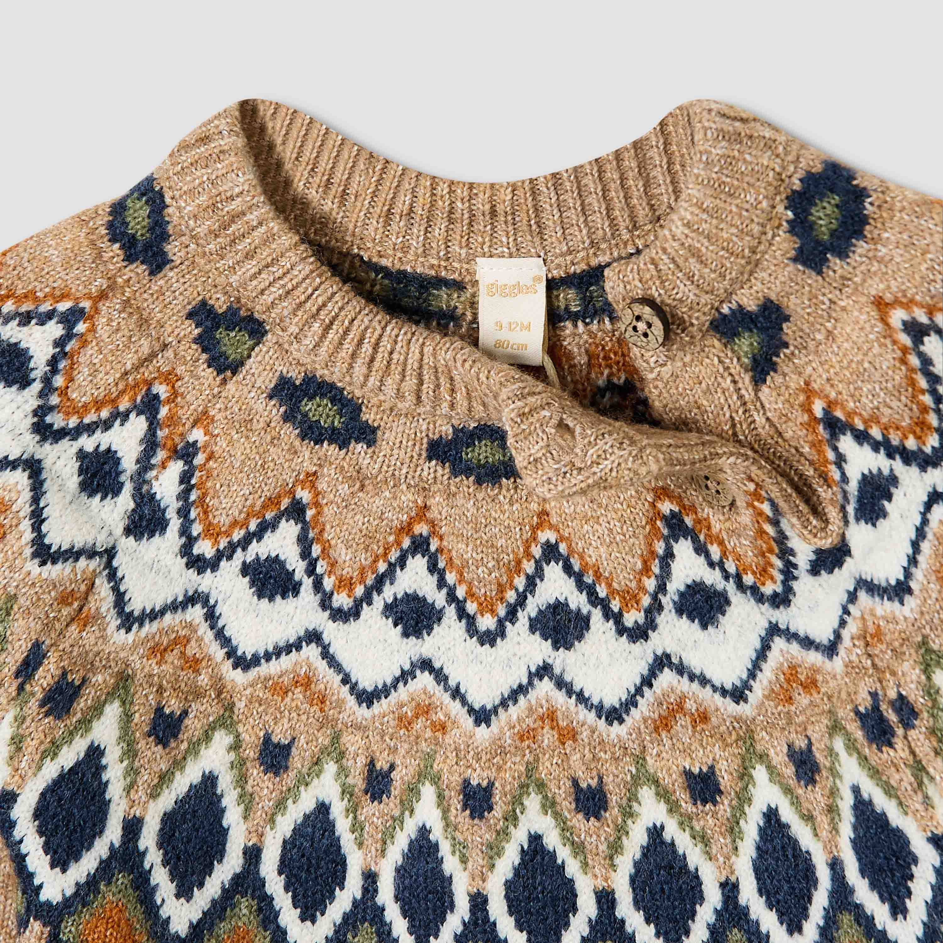 Giggles Boys Sweater and Pants Set with Argyle Detail - Polyester Blend - Long Sleeves - Crew Neck-baby-boys-clothing-winterwear-setsandcoords-image-4