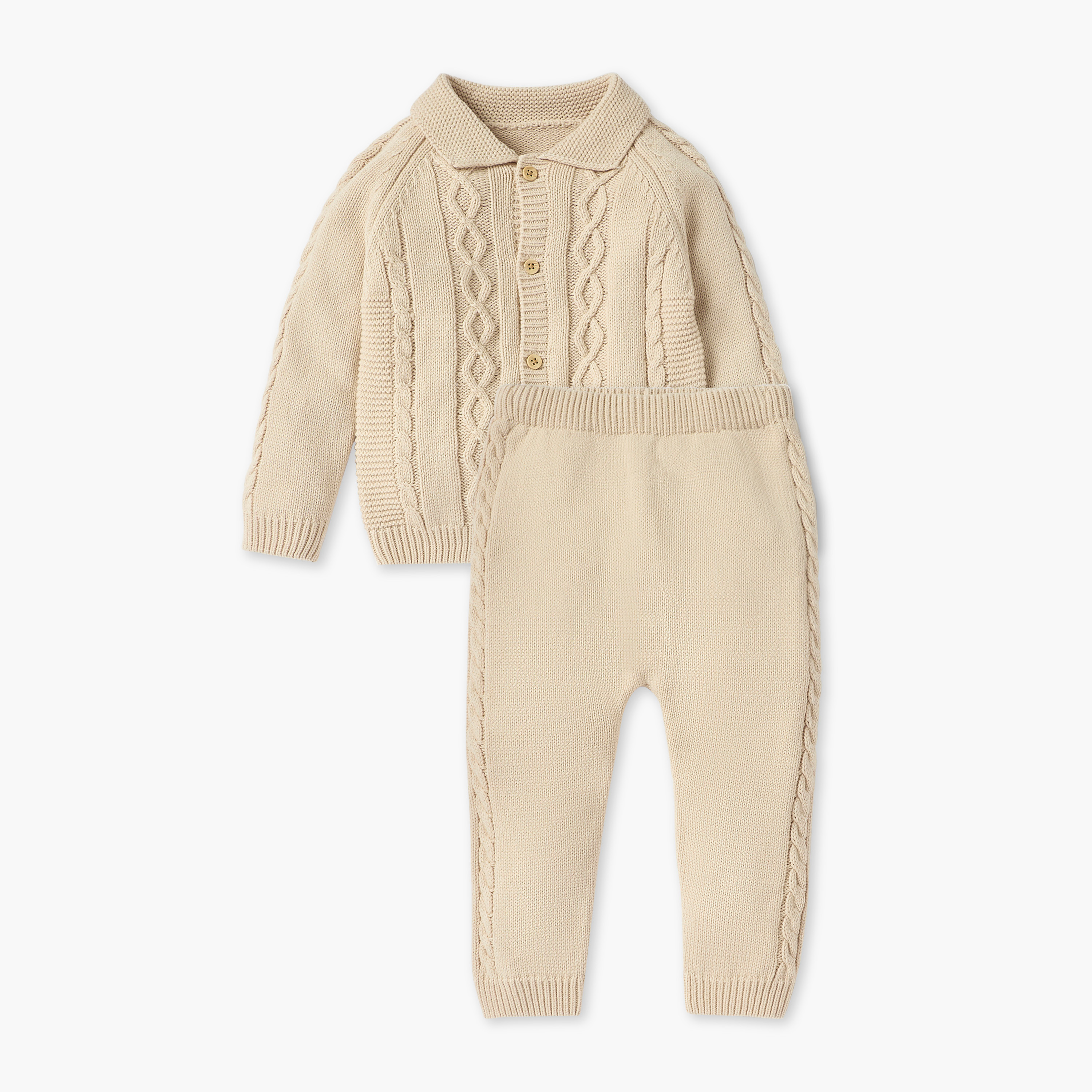 Giggles Textured Cardigan and Pants Set-baby-boys-clothing-winterwear-setsandcoords-image-1