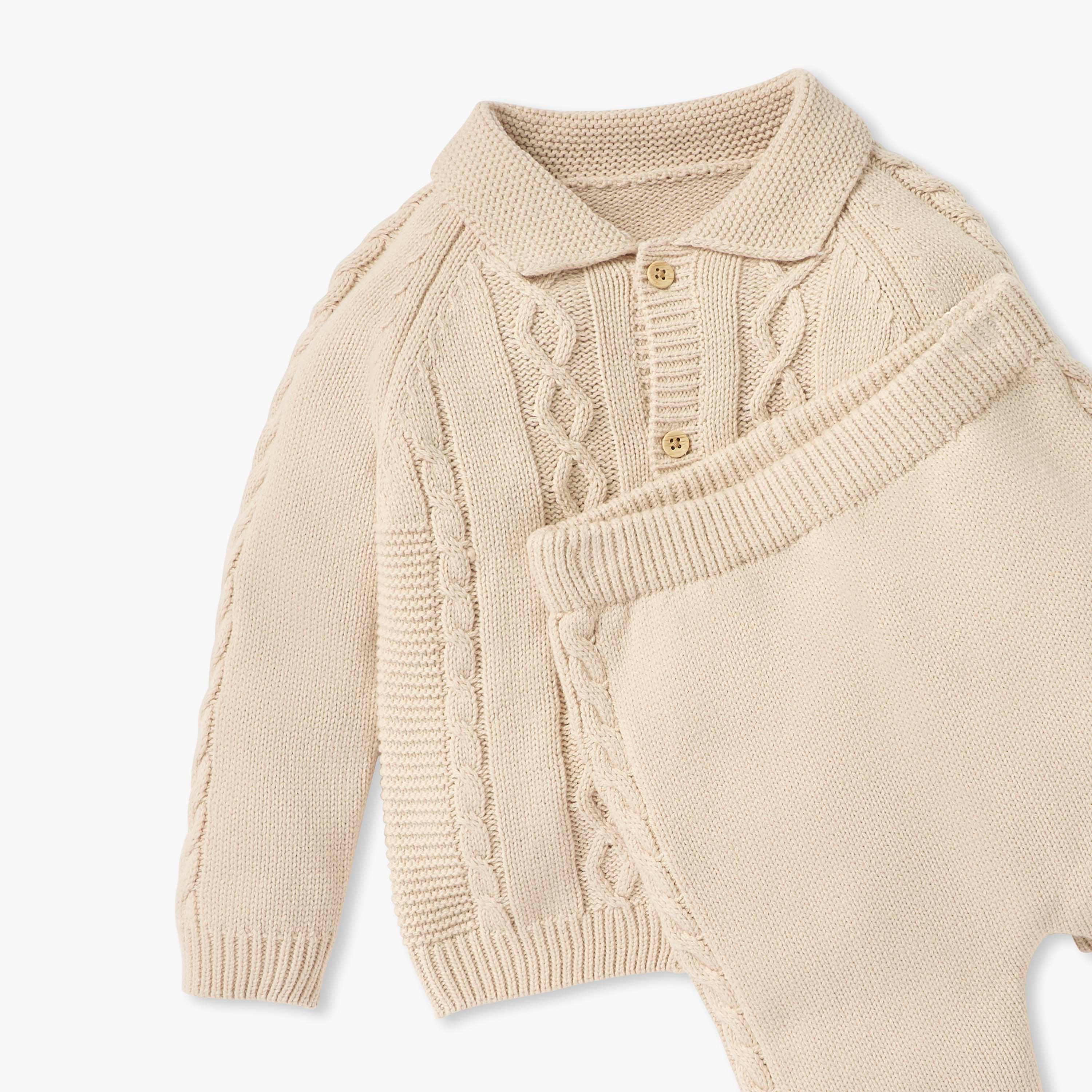 Giggles Textured Cardigan and Pants Set-baby-boys-clothing-winterwear-setsandcoords-image-4