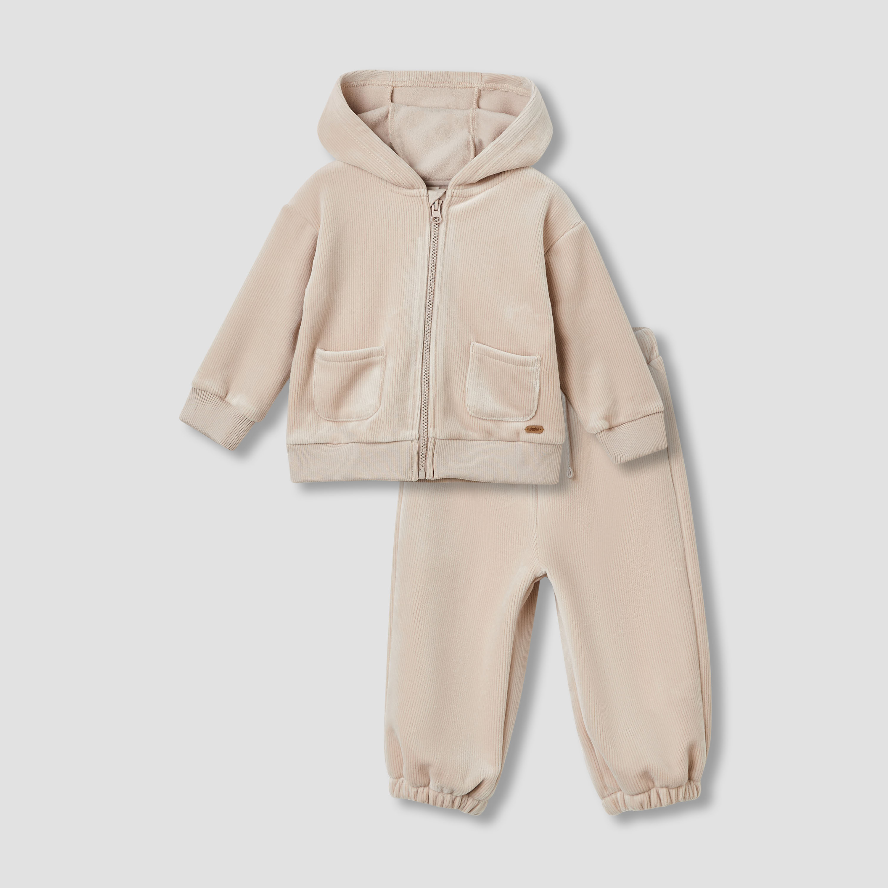 Giggles Ribbed Zip Through Hoodie and Joggers Set-baby-boys-clothing-winterwear-setsandcoords-image-1