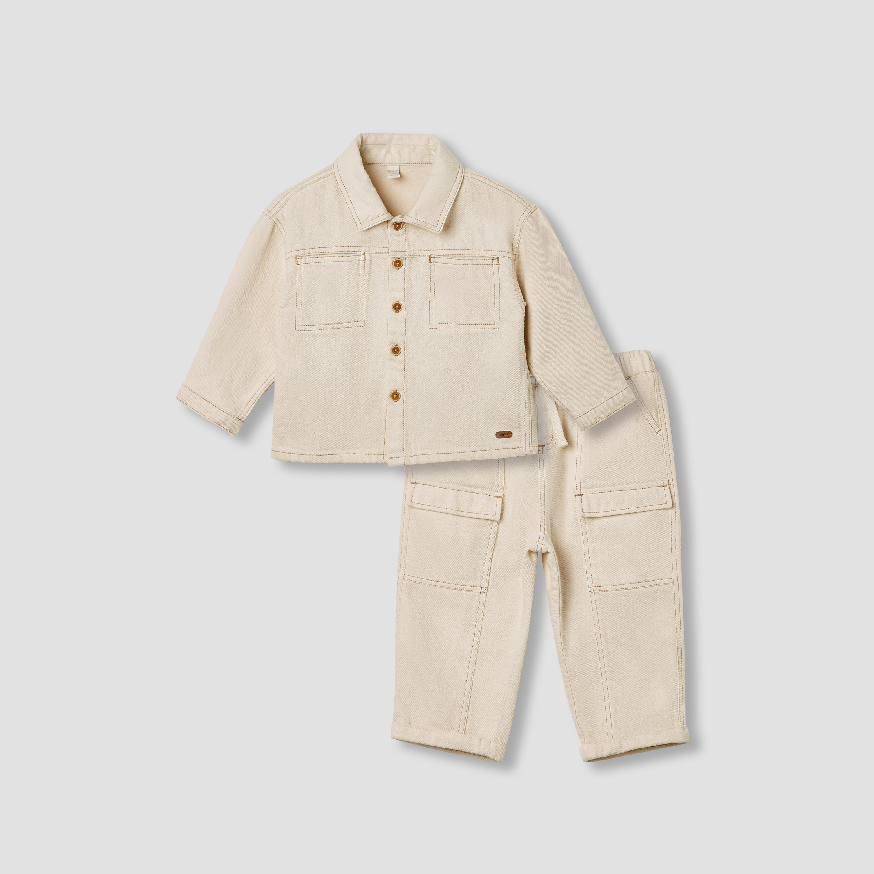Giggles Solid Long Sleeve Shacket and Pants Set-baby-boys-clothing-setsandcoords-image-1