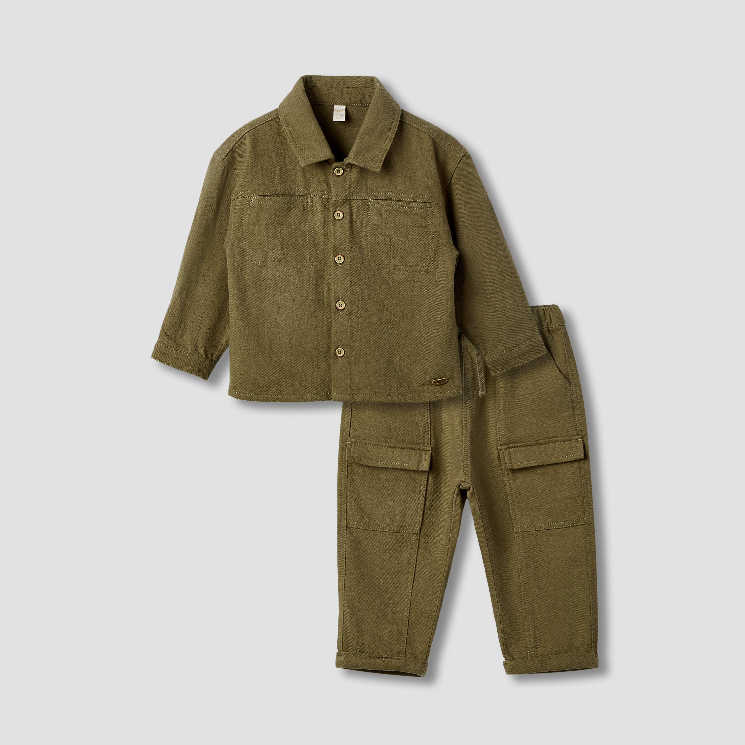 Giggles Solid Long Sleeve Shacket and Pants Set-baby-boys-clothing-setsandcoords-image-1