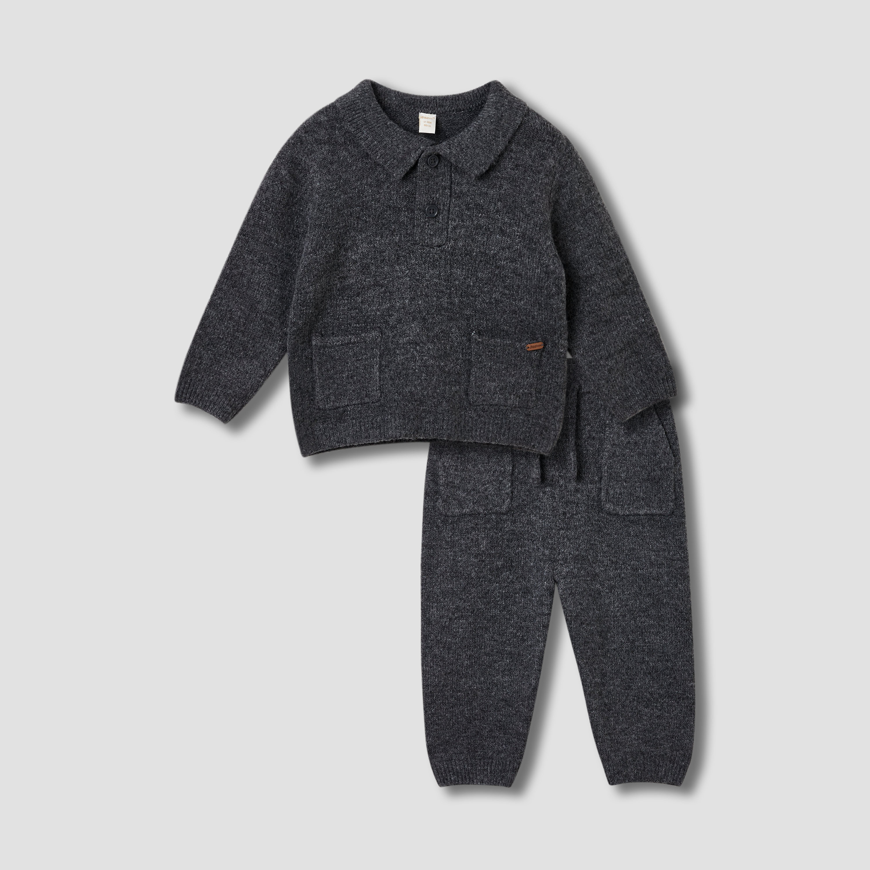 Giggles Textured Polo T-shirt and Pants Set-baby-boys-clothing-winterwear-setsandcoords-image-1