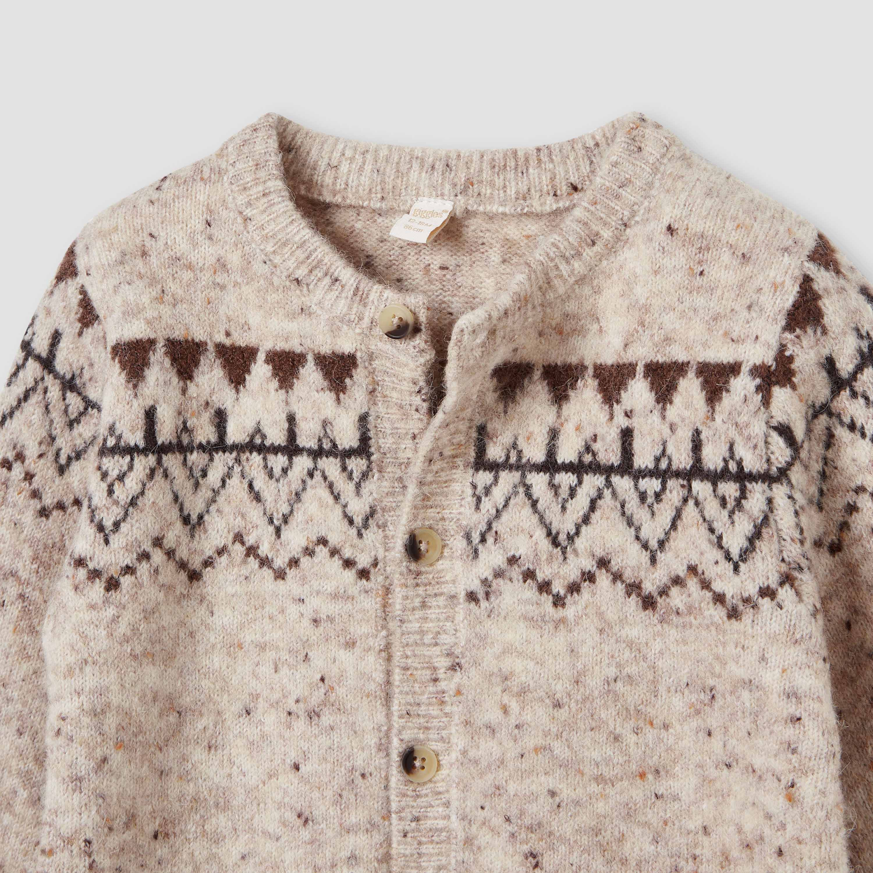 Giggles Textured Romper with Long Sleeves and Button Closure-baby-boys-clothing-rompers-image-3