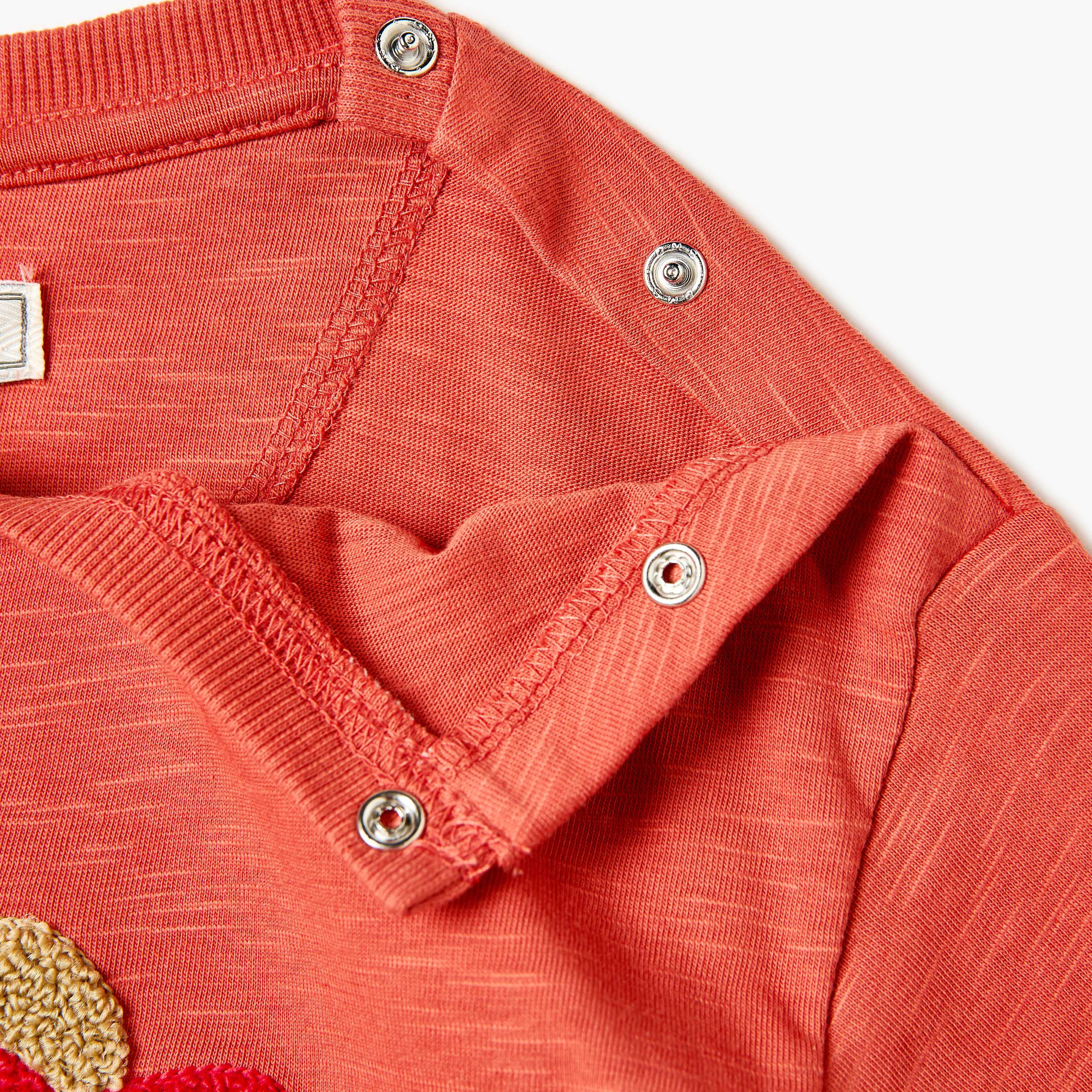 Lee Cooper Bear Applique T-shirt with Button Closure and Short Sleeves-baby-boys-clothing-tshirtsandpolos-image-3