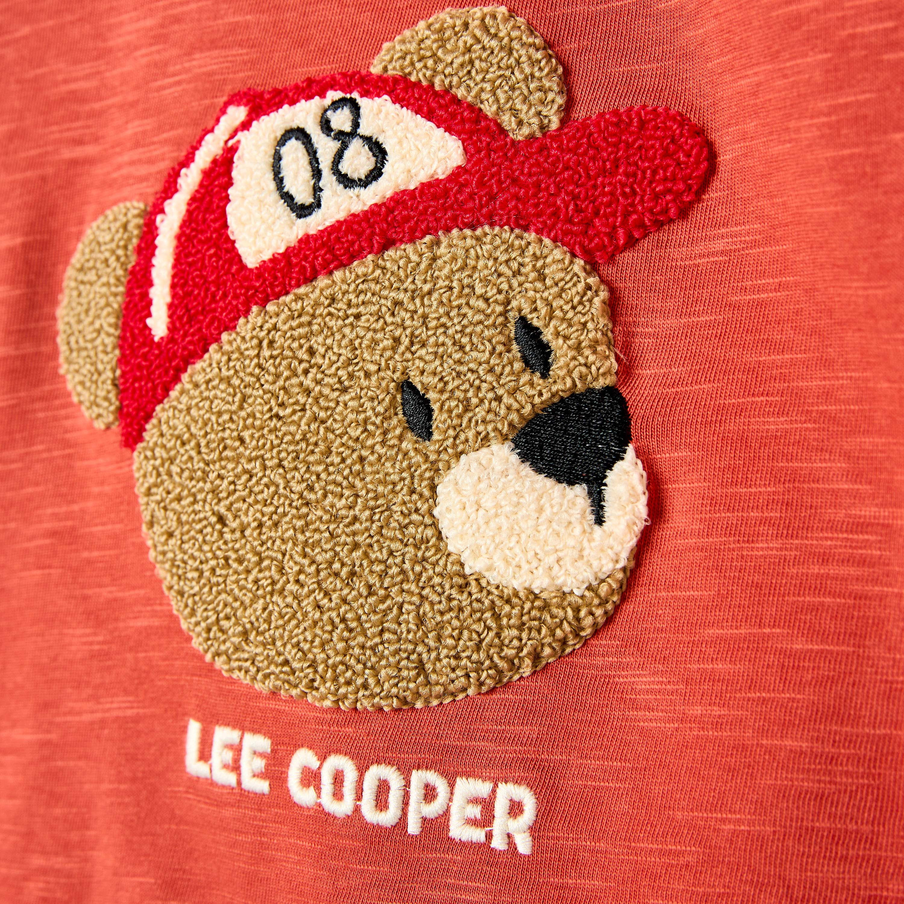 Lee Cooper Bear Applique T-shirt with Button Closure and Short Sleeves-baby-boys-clothing-tshirtsandpolos-image-4
