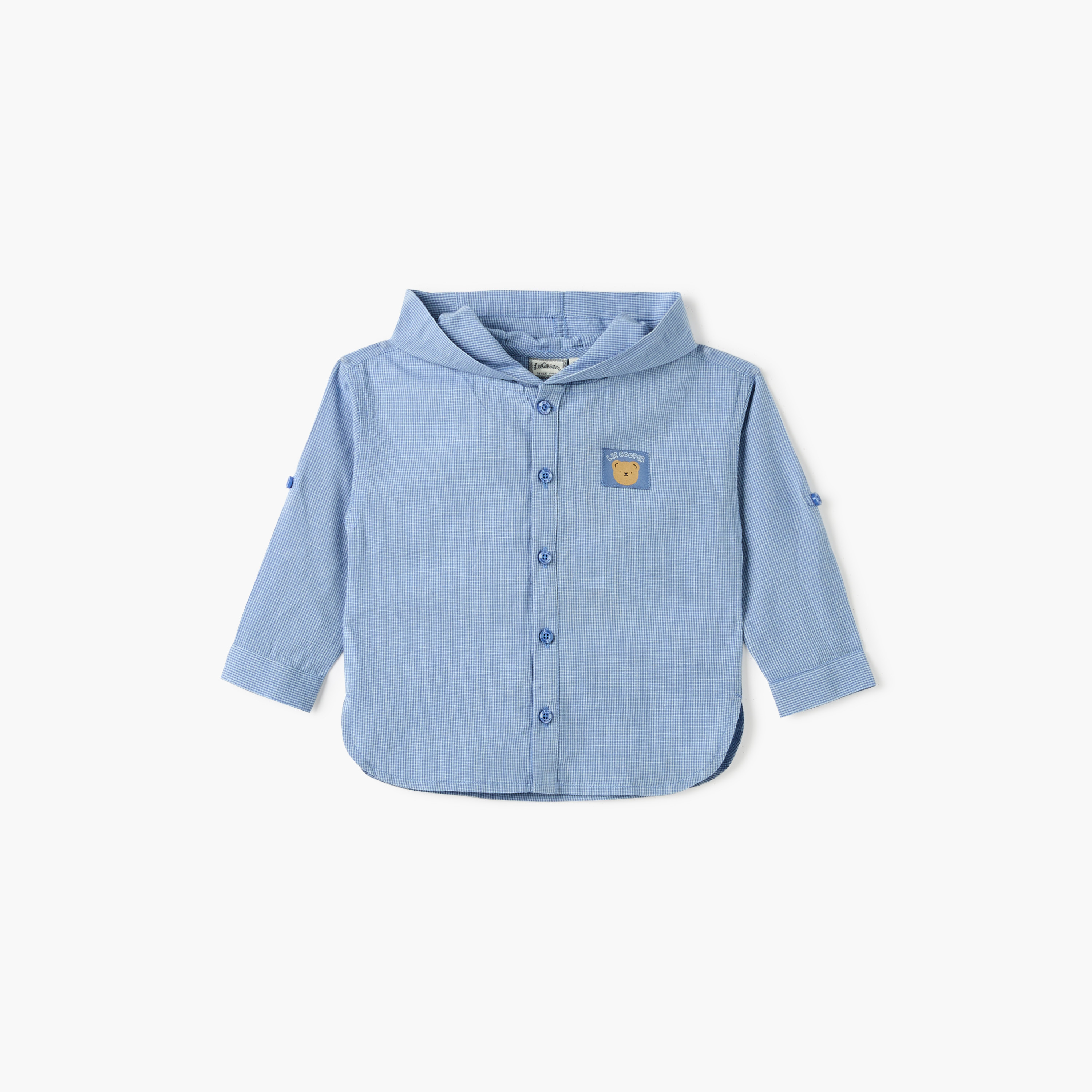 Lee Cooper Checked Hooded Shirt with Long Sleeves-baby-boys-clothing-shirts-image-1