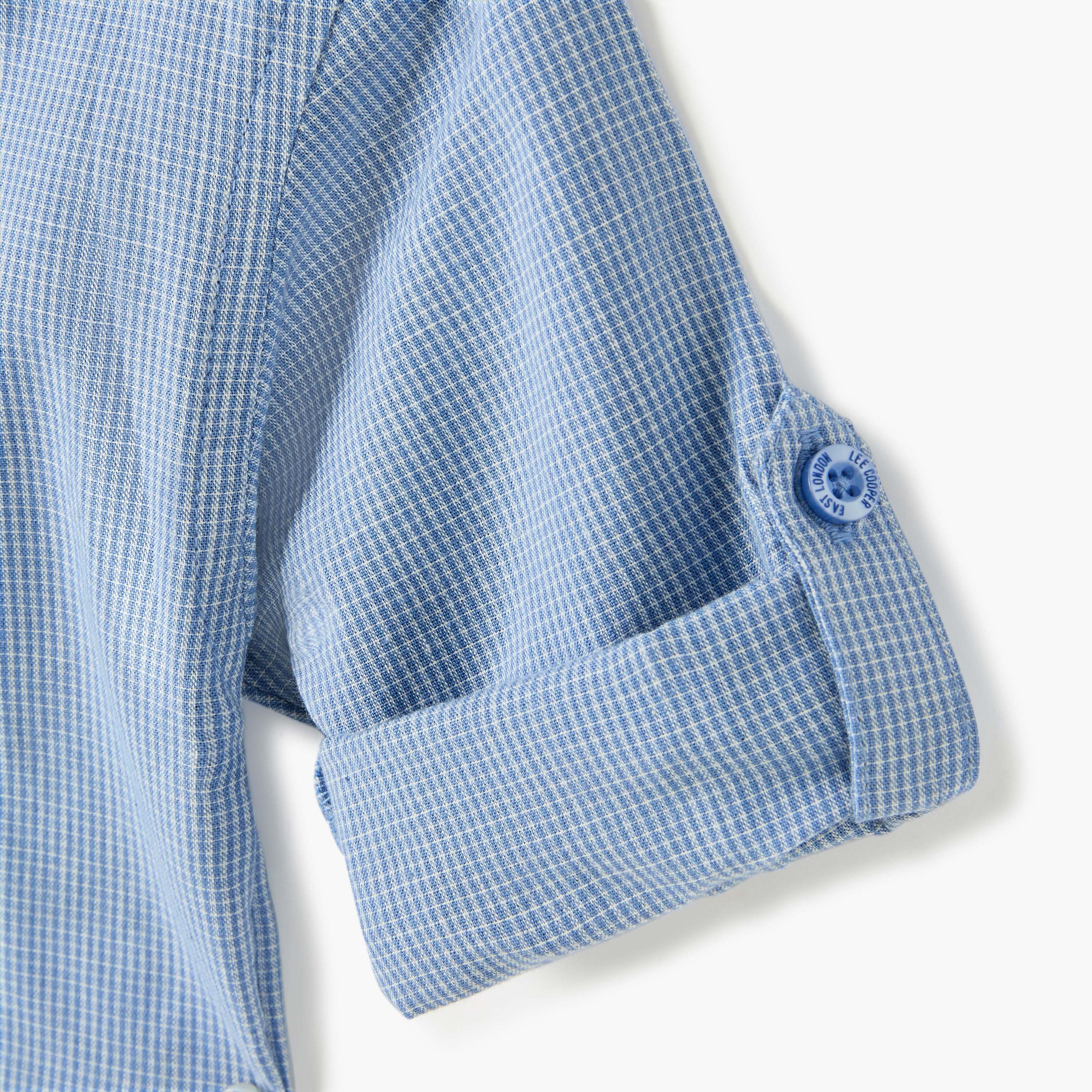 Lee Cooper Checked Hooded Shirt with Long Sleeves-baby-boys-clothing-shirts-image-4