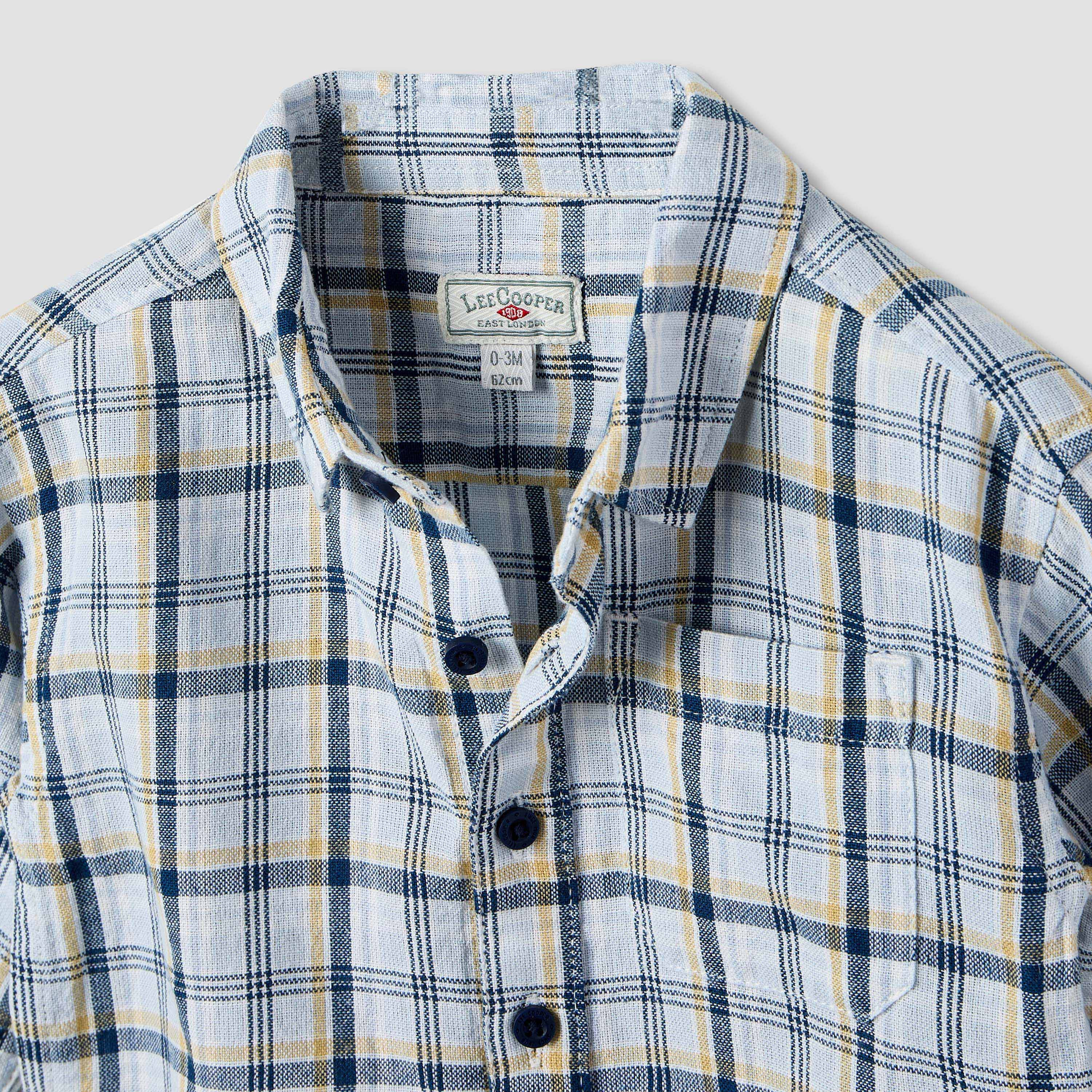 Lee Cooper Checked Collared Shirt with Long Sleeves-baby-boys-clothing-shirts-image-3