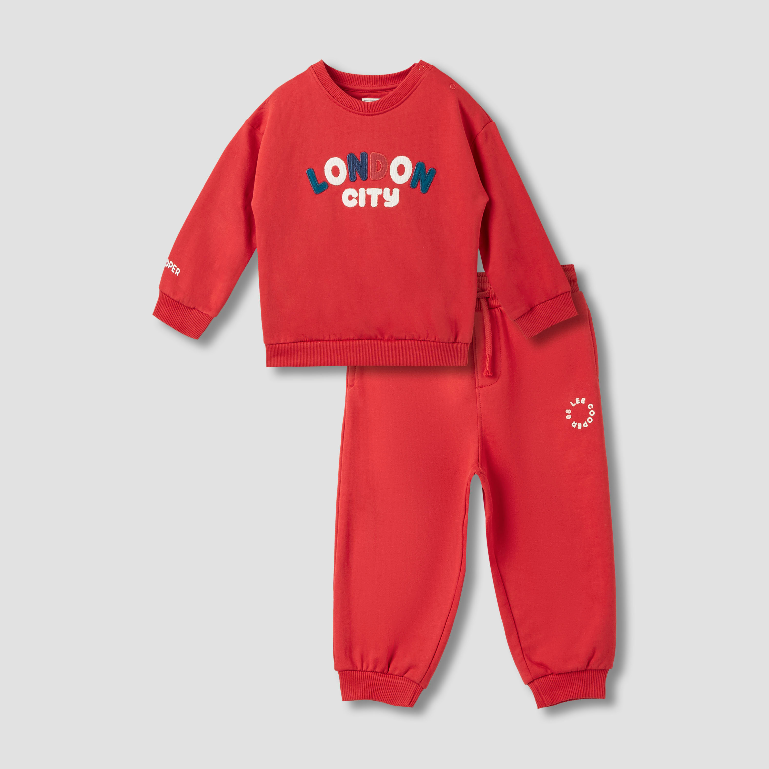 Lee Cooper Text Applique Sweatshirt and Joggers Set-baby-boys-clothing-winterwear-setsandcoords-image-1