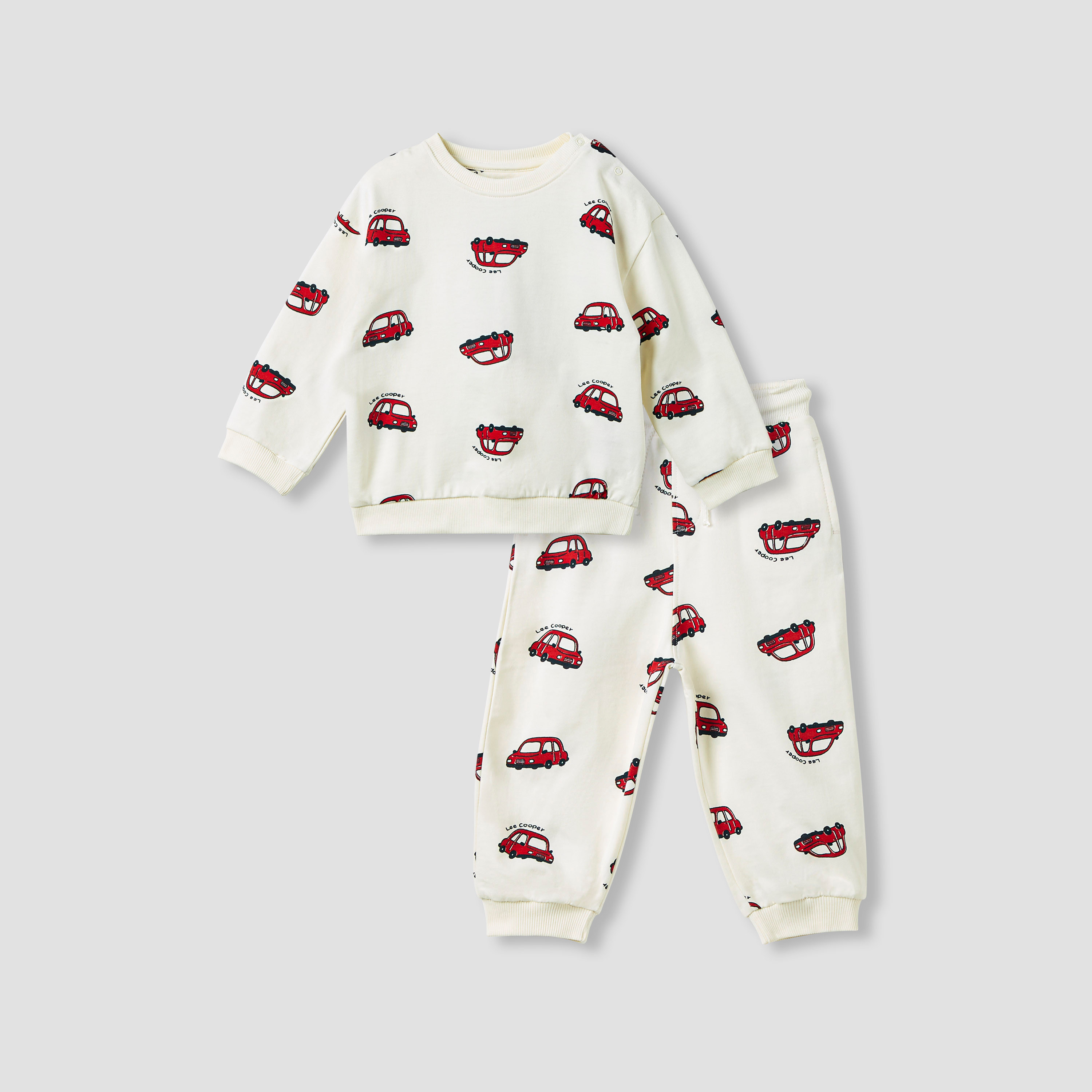 Lee Cooper Car Print Sweatshirt and Joggers Set-baby-boys-clothing-winterwear-setsandcoords-image-1