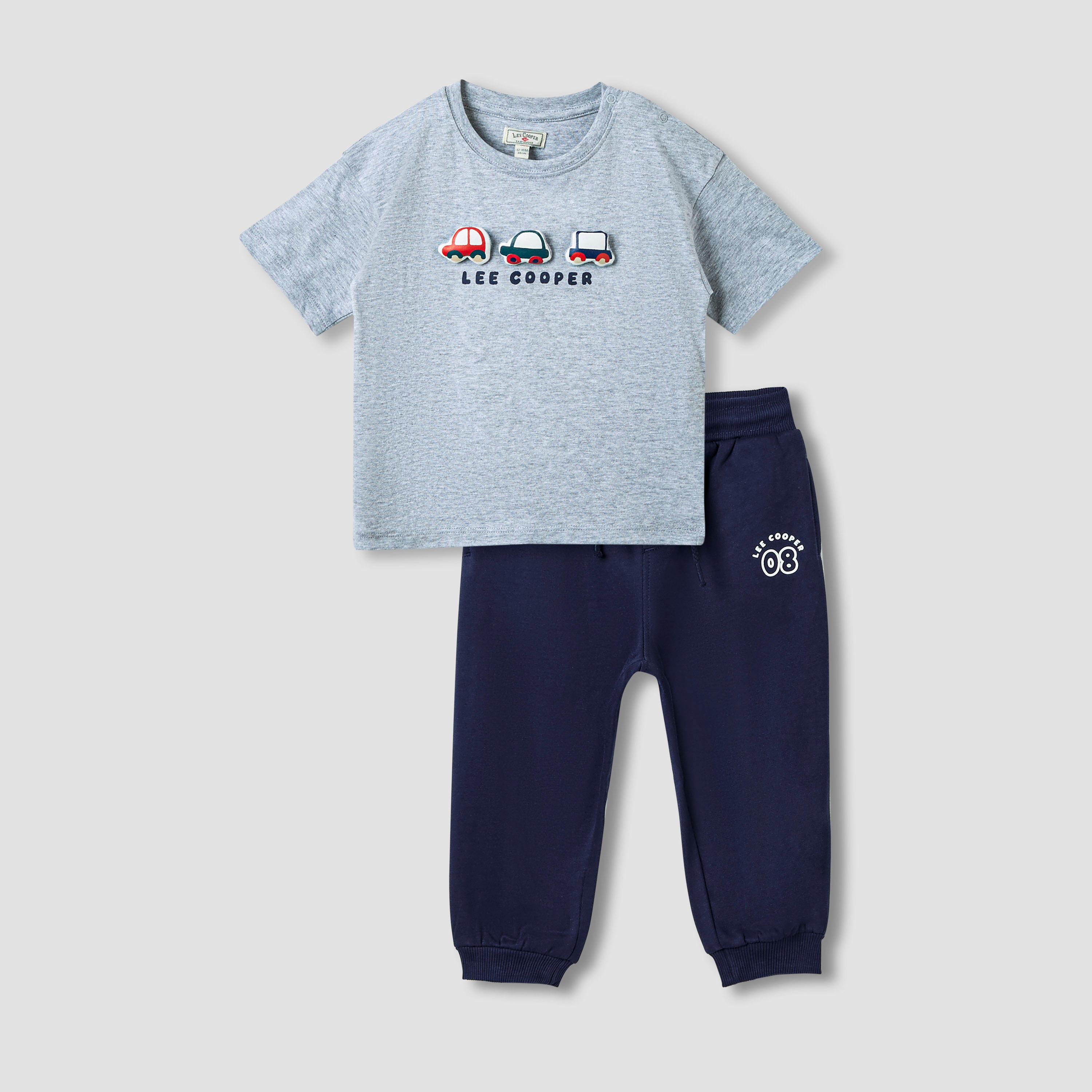 Lee Cooper Car Applique T-shirt and Joggers Set-baby-boys-clothing-setsandcoords-image-1