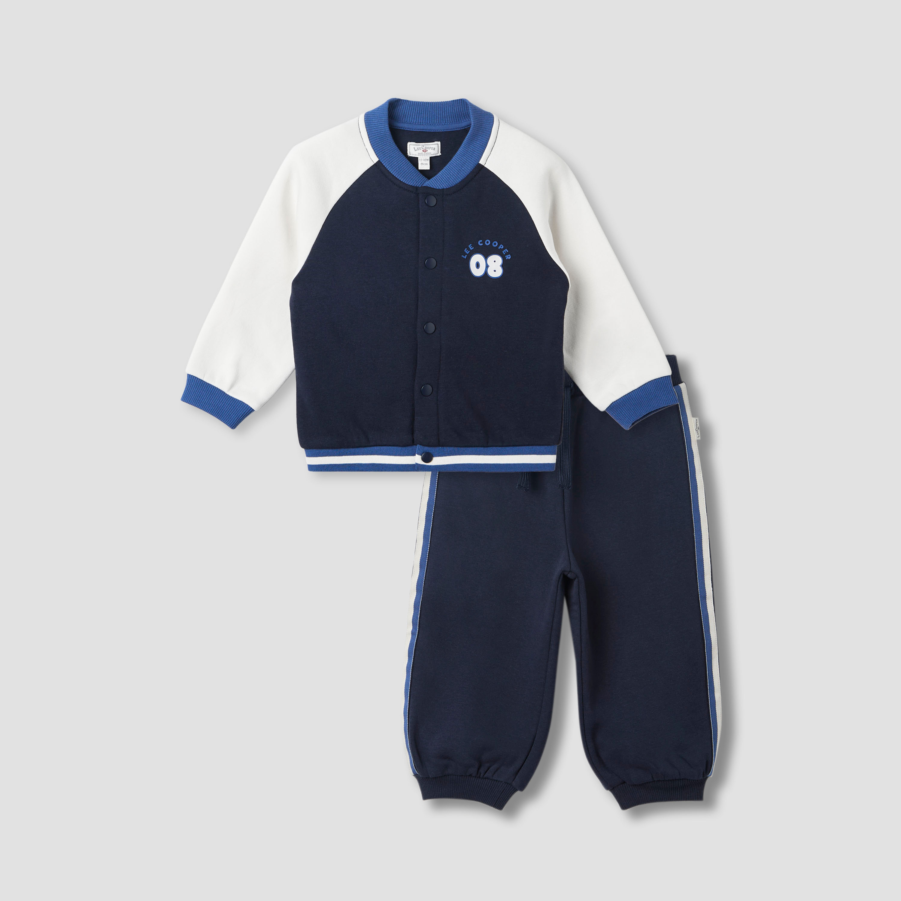 Lee Cooper Logo Print Bomber Jacket and Jogger Set-baby-boys-clothing-winterwear-setsandcoords-image-1
