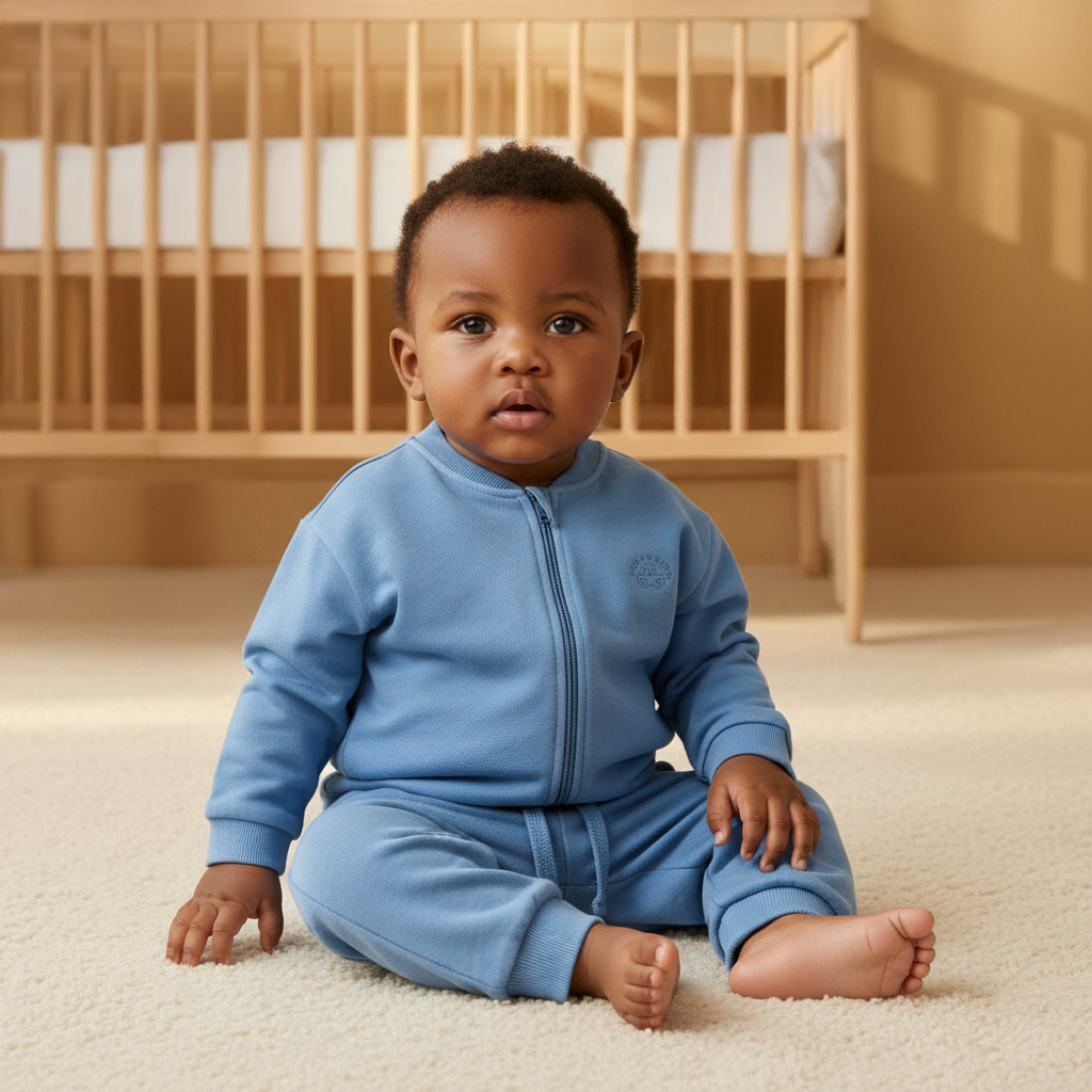 طقم بنطلون رياضي وجاكيت قطن بأكمام طويلة وتفاصيل شعار للأولاد من لي كوبر-baby-boys-clothing-setsandcoords-image-1