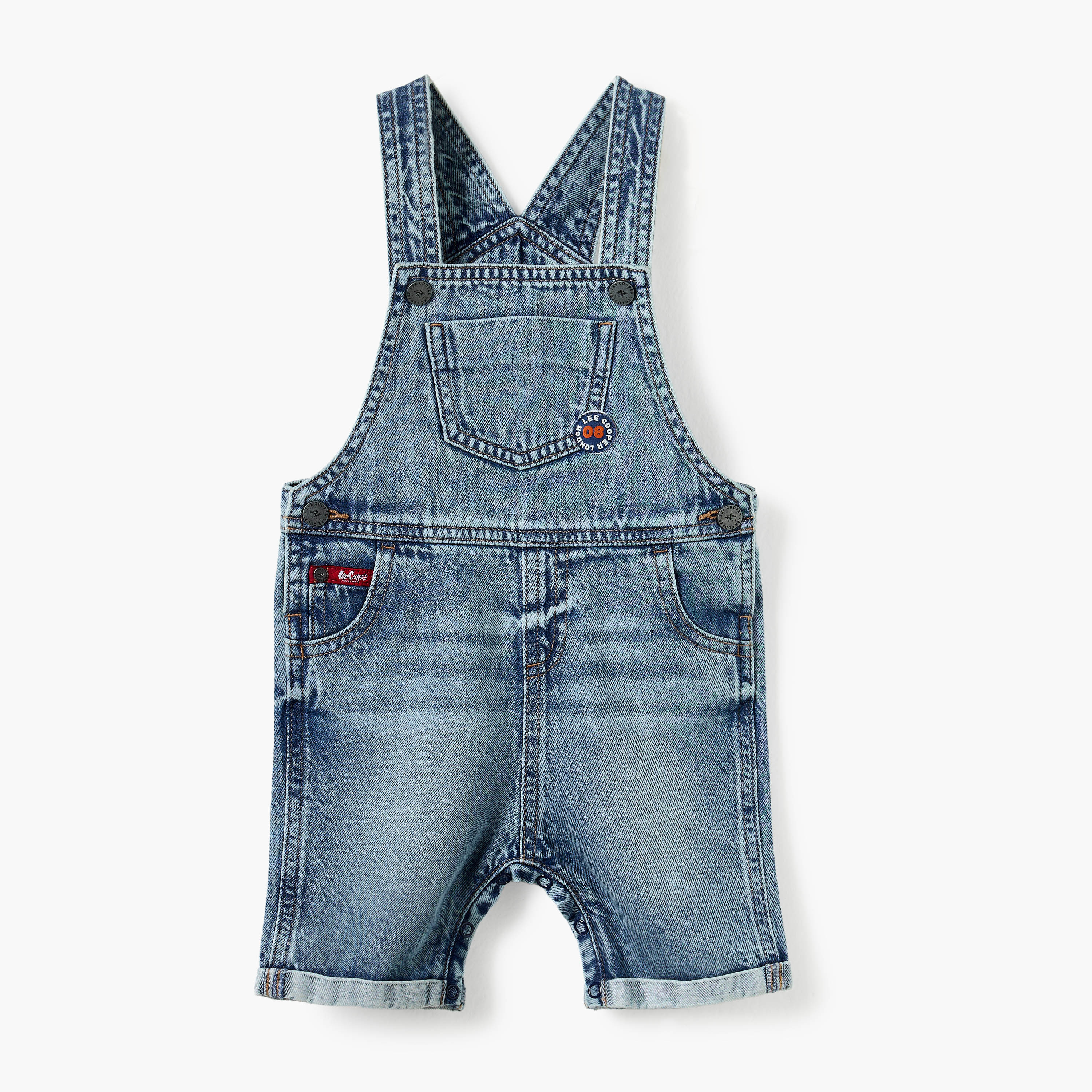 Lee Cooper Denim Dungaree with Pockets-baby-boys-clothing-rompers-image-1