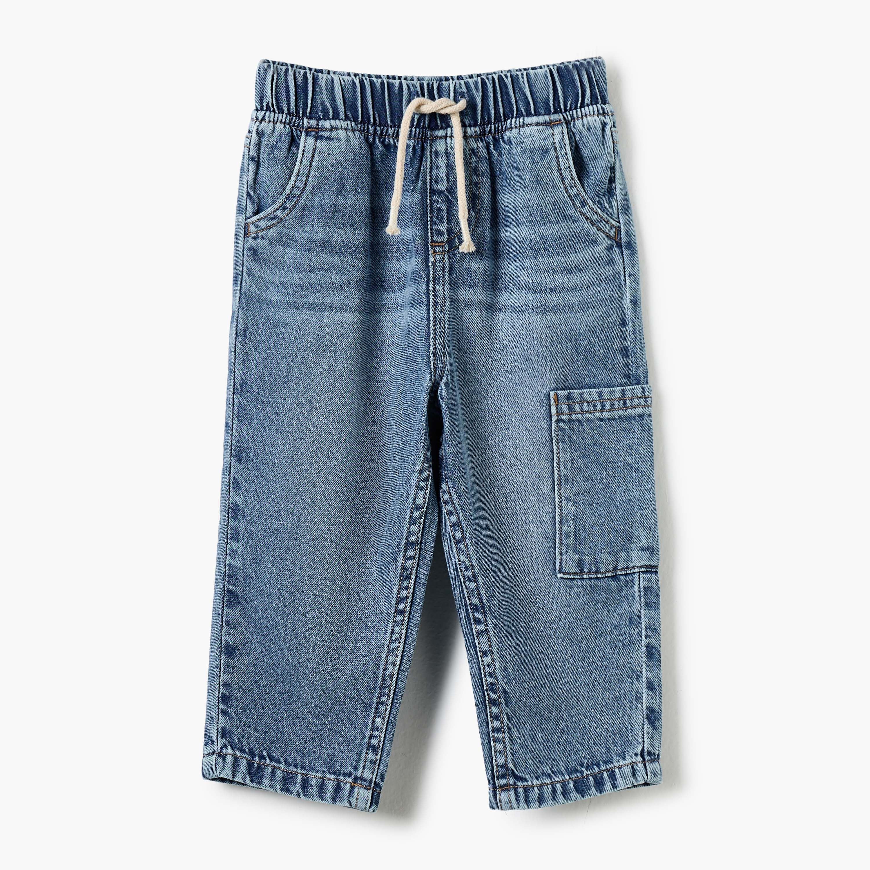 Lee Cooper Boys' Solid Jeans with Elasticated Waistband-baby-boys-clothing-bottoms-jeans-image-1