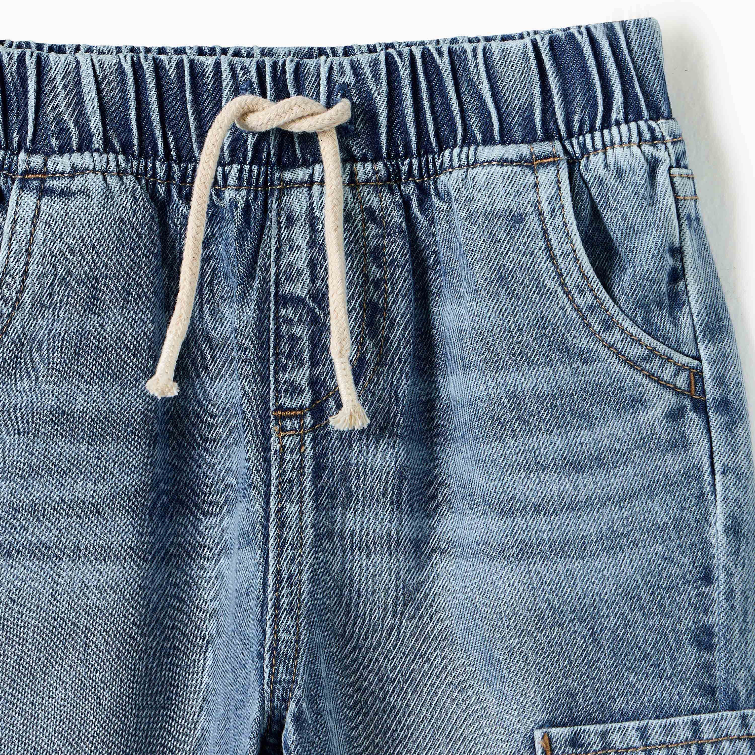 Lee Cooper Boys' Solid Jeans with Elasticated Waistband-baby-boys-clothing-bottoms-jeans-image-3