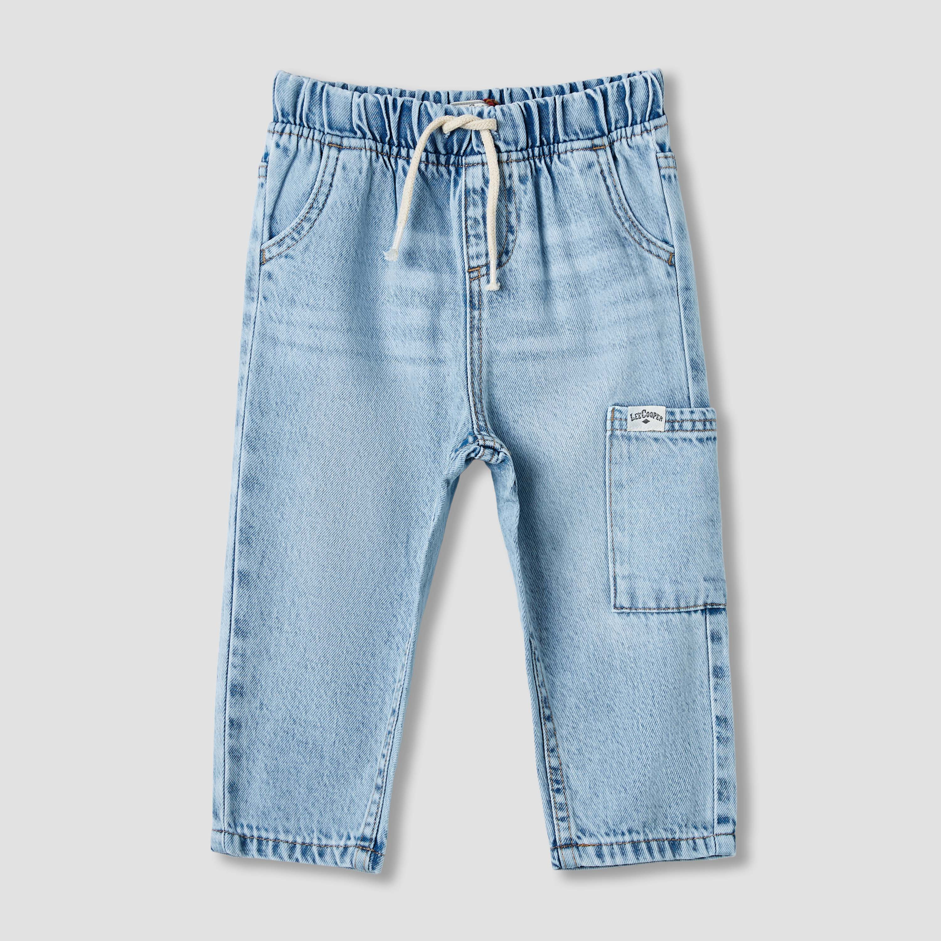 بنطلون جينز سادة بحزام خصر مطاطي للأولاد من لي كوبر-baby-boys-clothing-bottoms-jeans-image-4