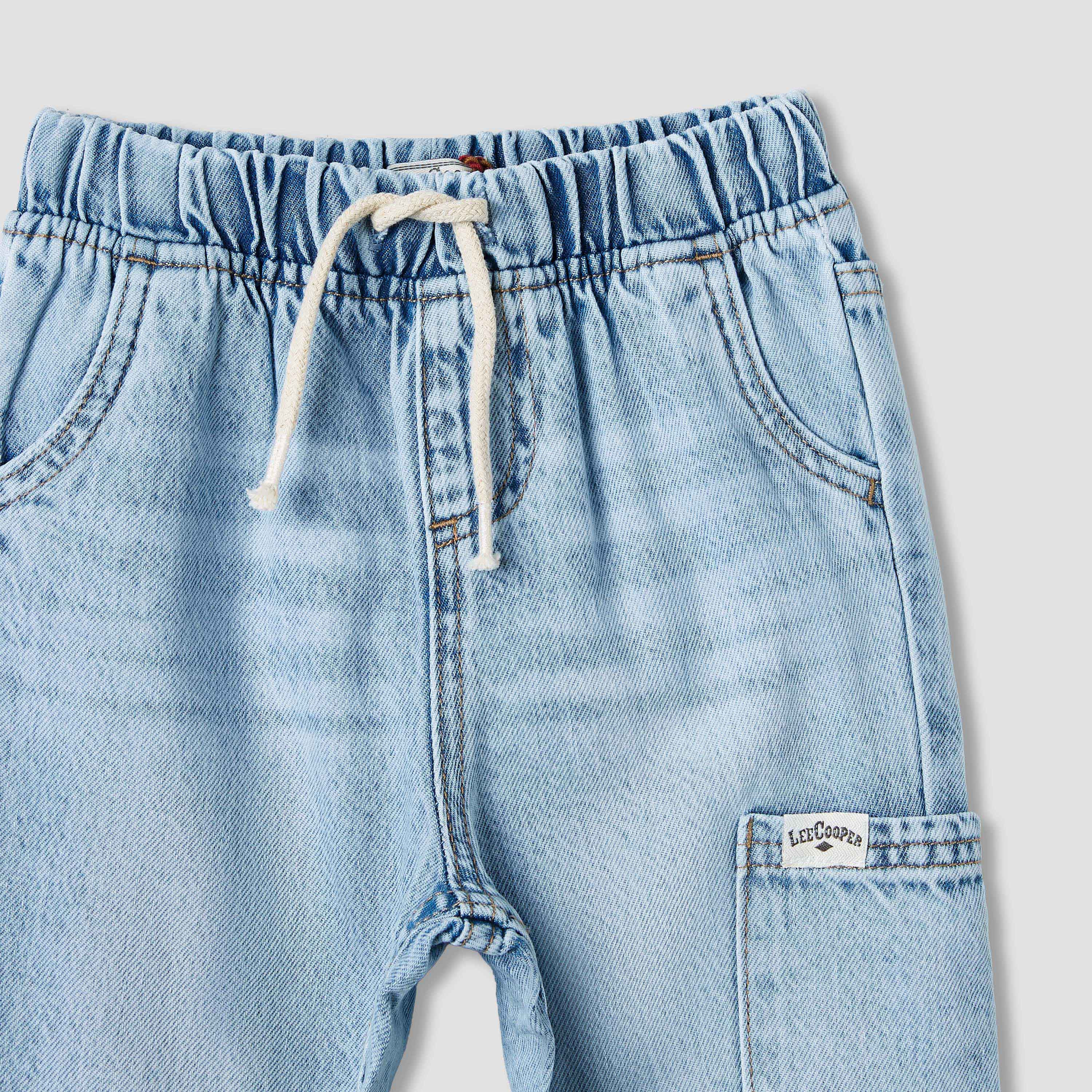 بنطلون جينز سادة بحزام خصر مطاطي للأولاد من لي كوبر-baby-boys-clothing-bottoms-jeans-image-2