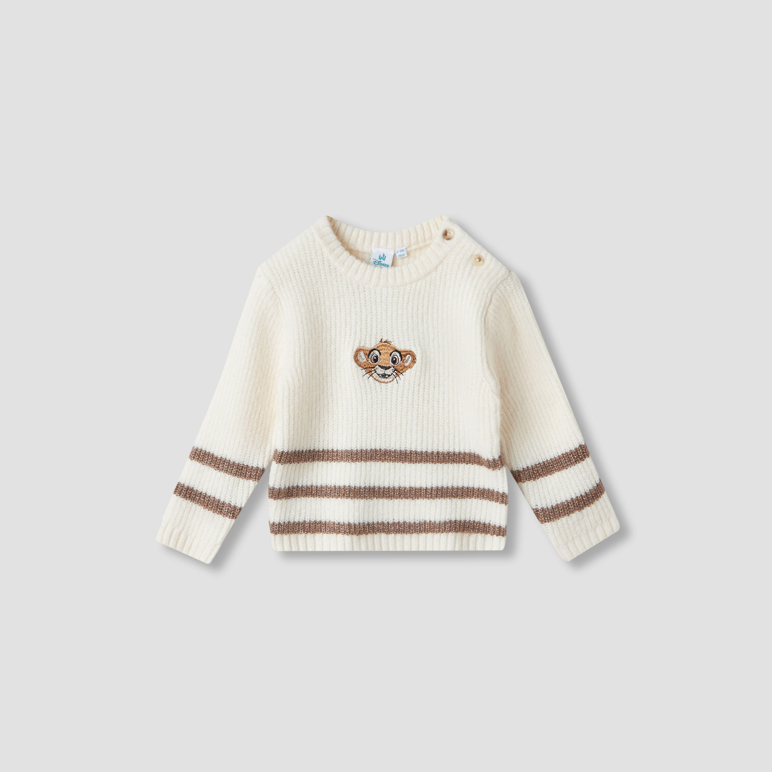 Disney Simba Embroidered Pullover with Long Sleeves-baby-boys-clothing-jumpersandcardigans-image-2